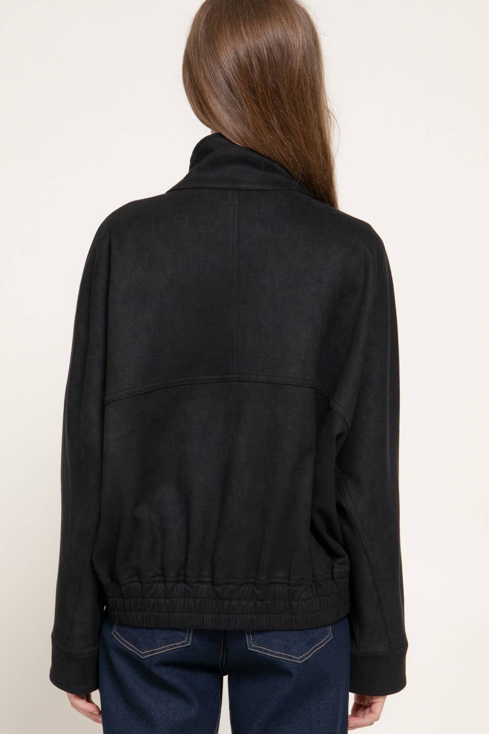 High Neck Faux Suede Jacket