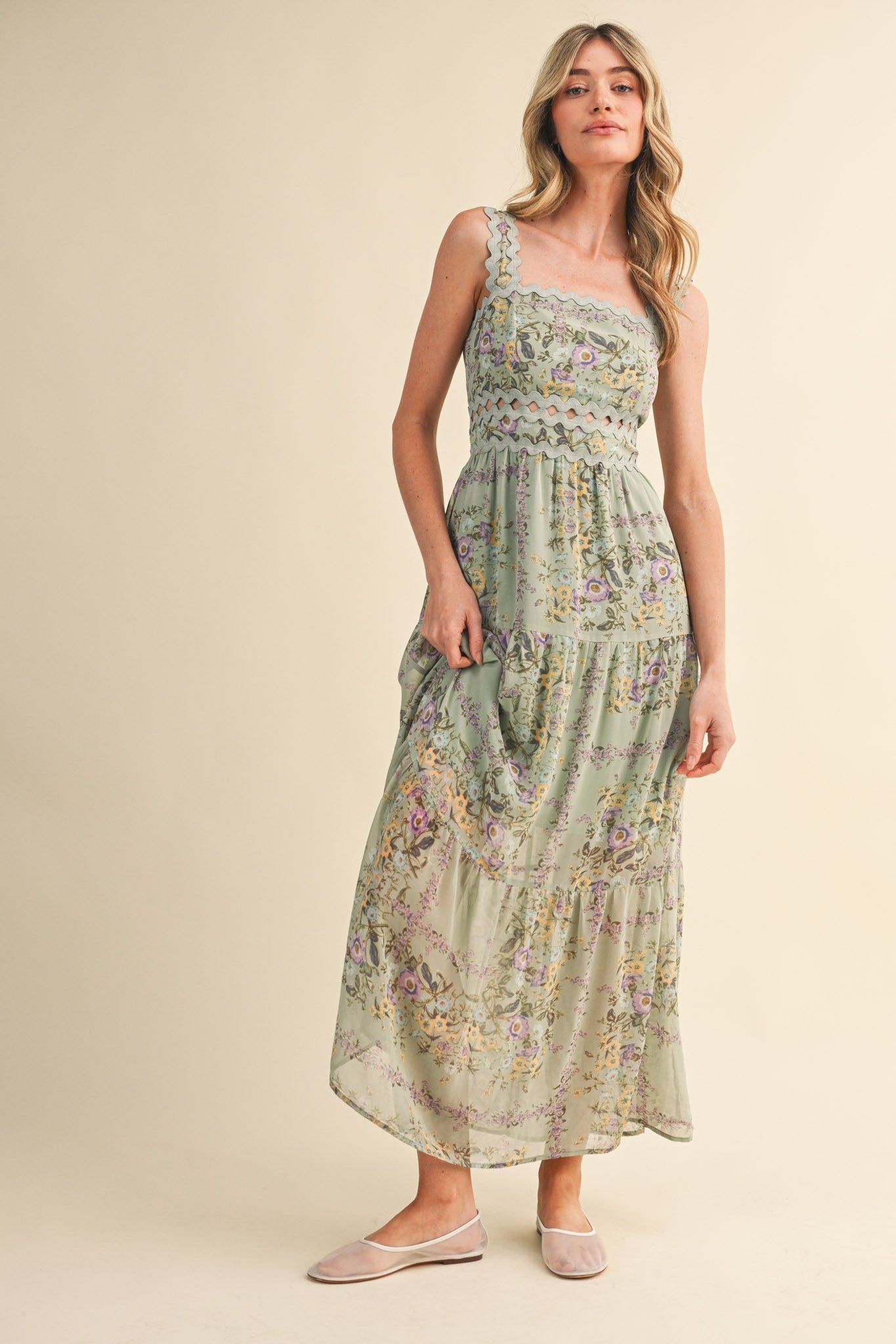 Floral Ric Rac Maxi Dress