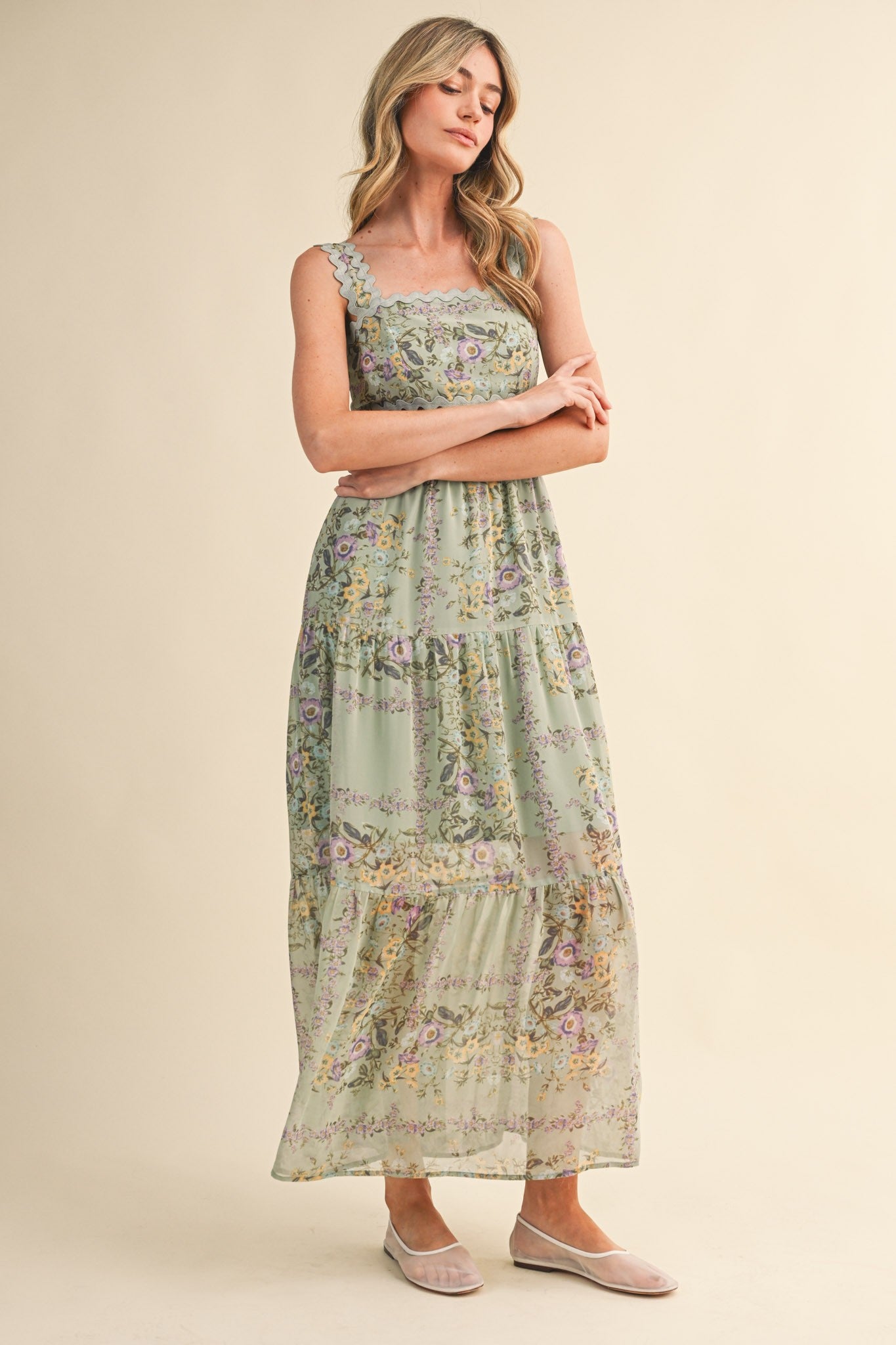 Floral Ric Rac Maxi Dress