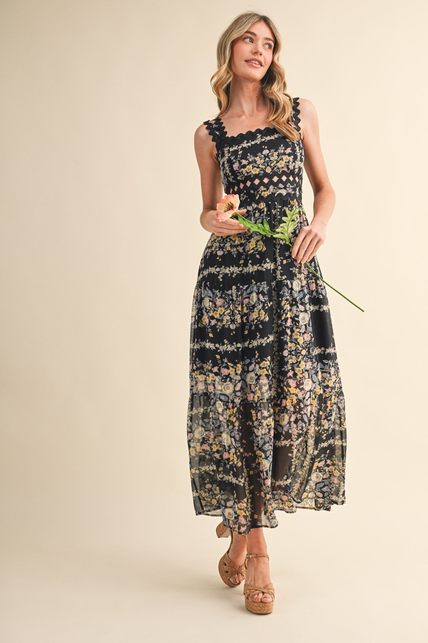 Floral Ric Rac Maxi Dress
