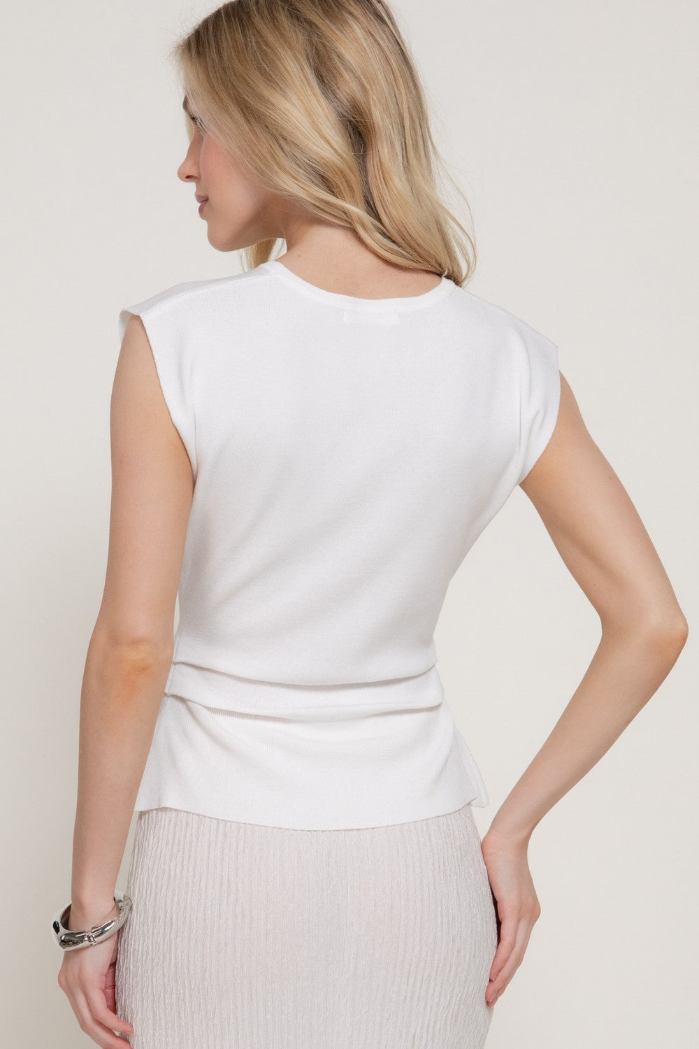 Sleeveless Pleated Sweater