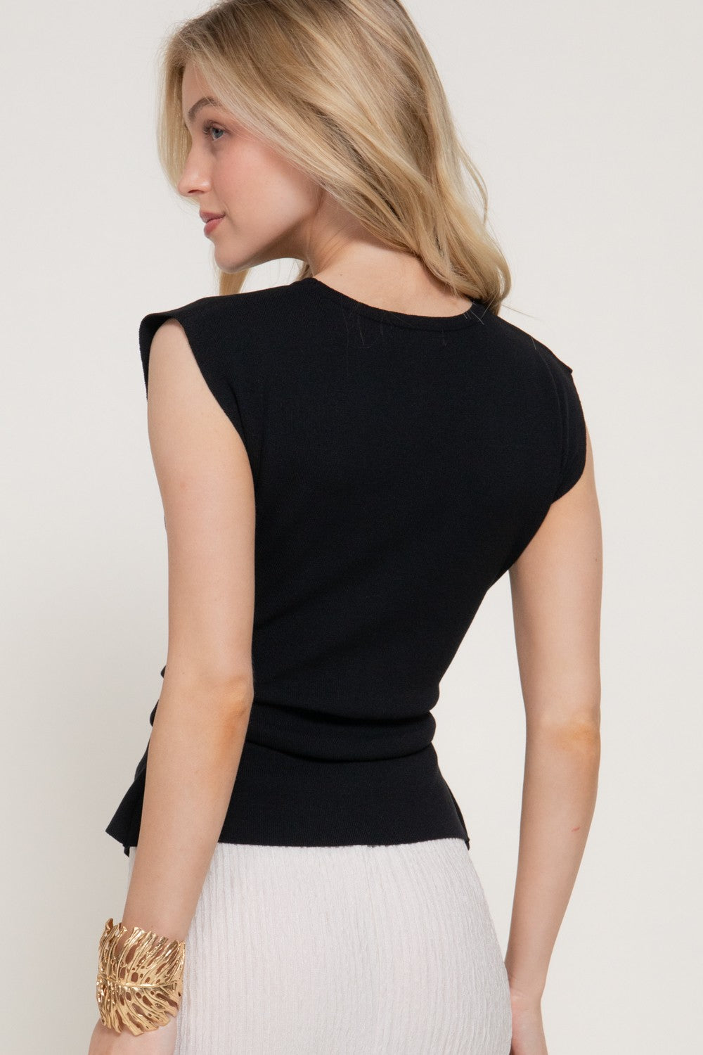 Sleeveless Pleated Sweater