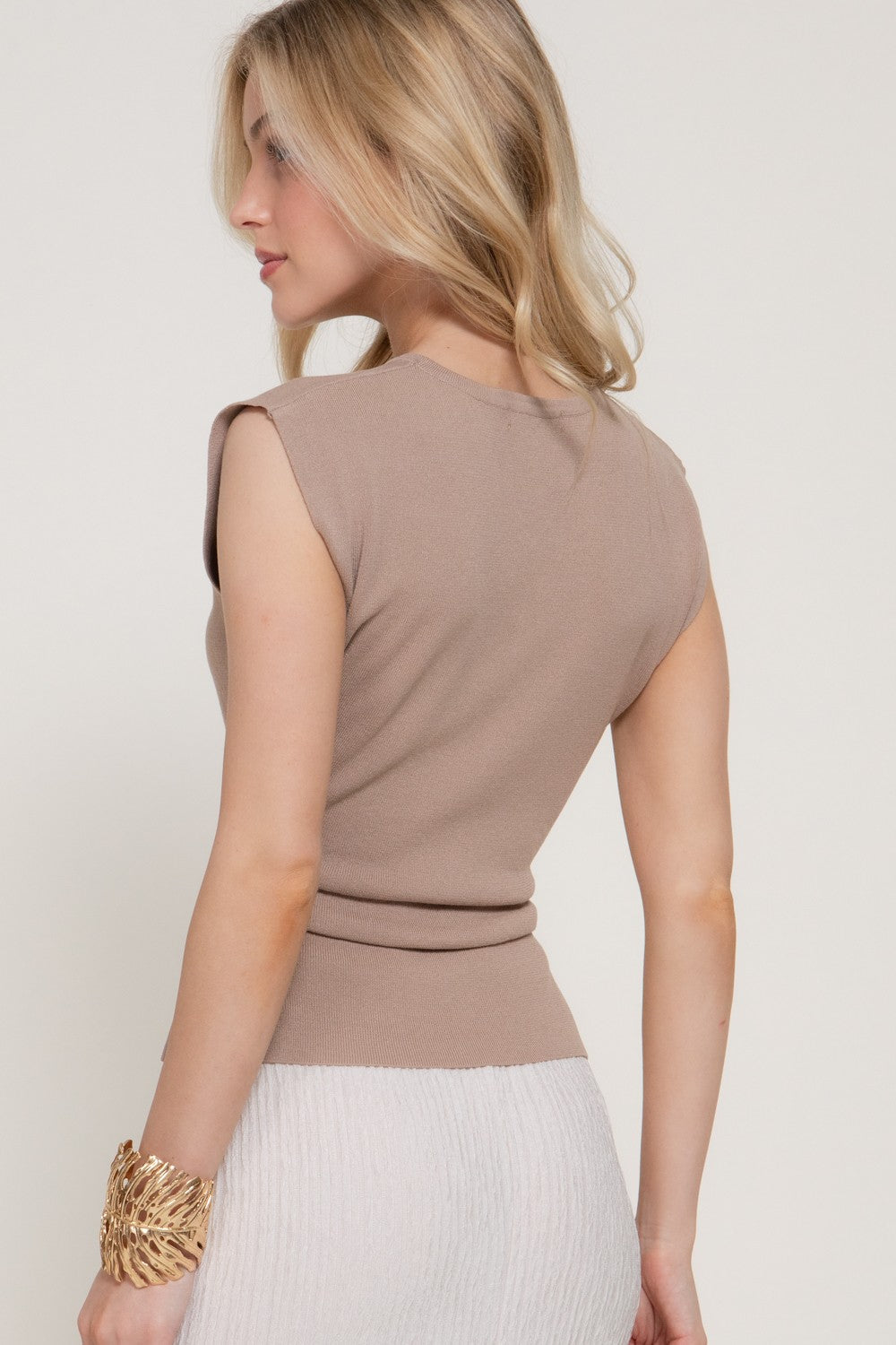 Sleeveless Pleated Sweater