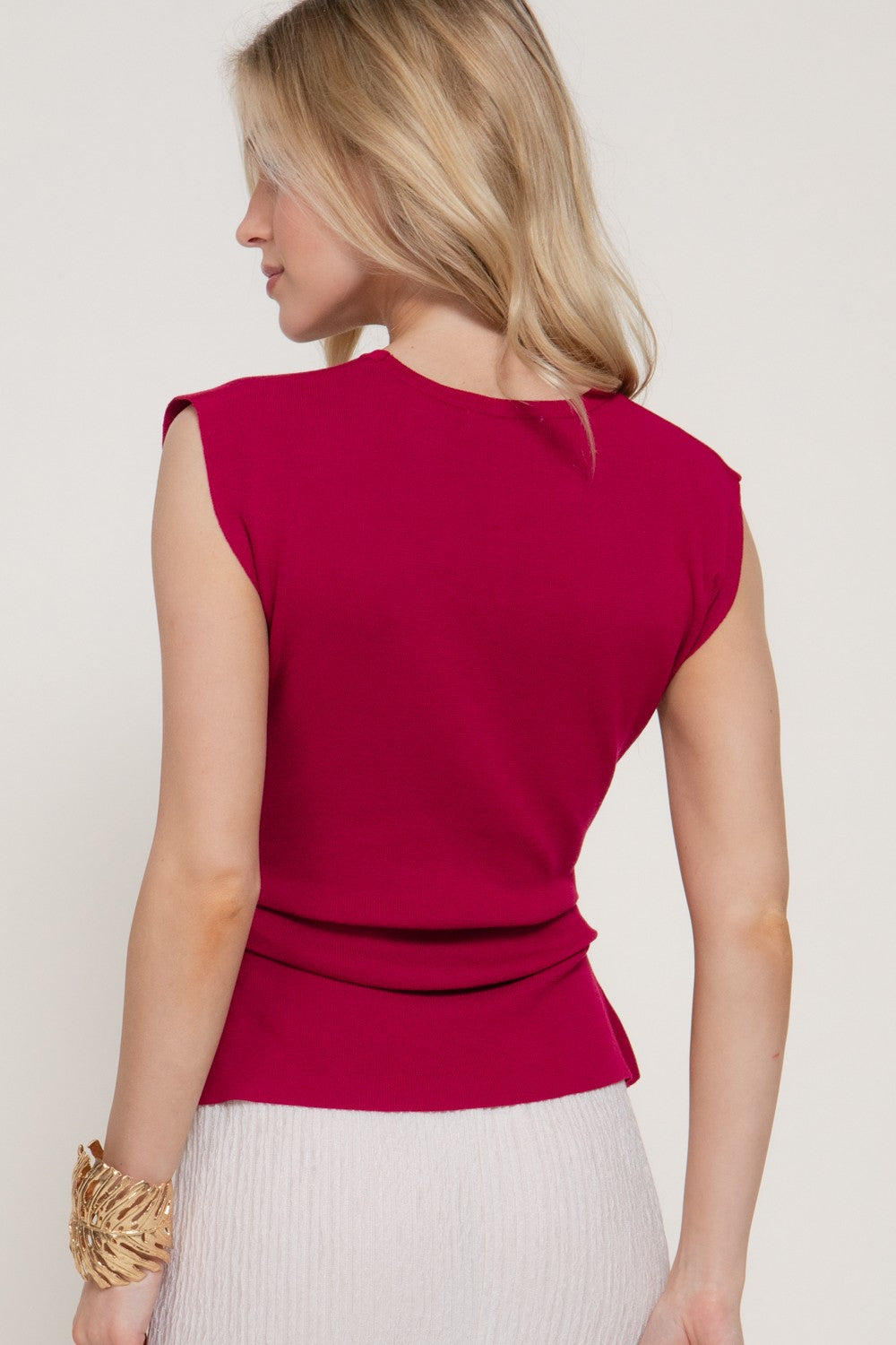 Sleeveless Pleated Sweater