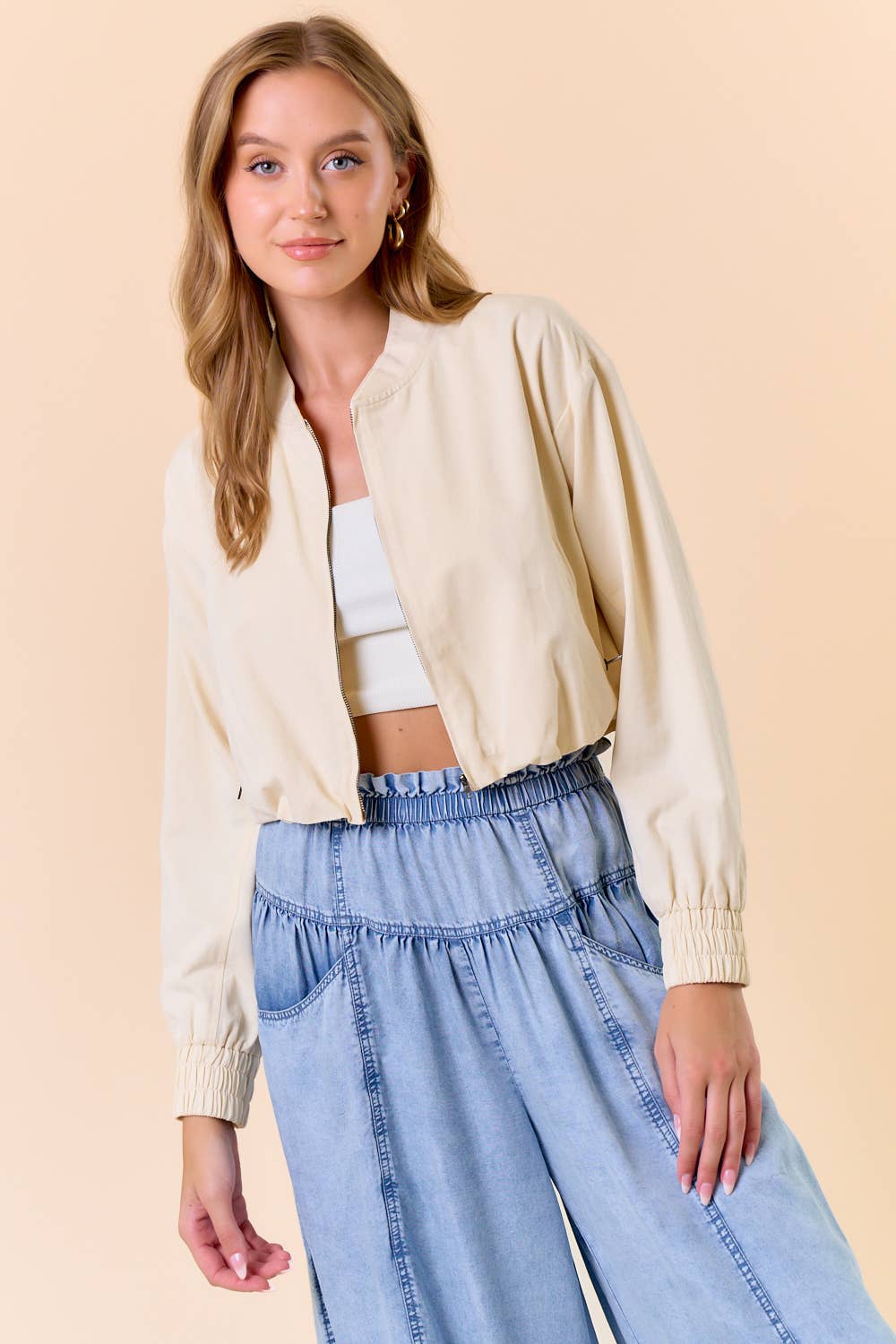 Bubble Hem Bomber Jacket