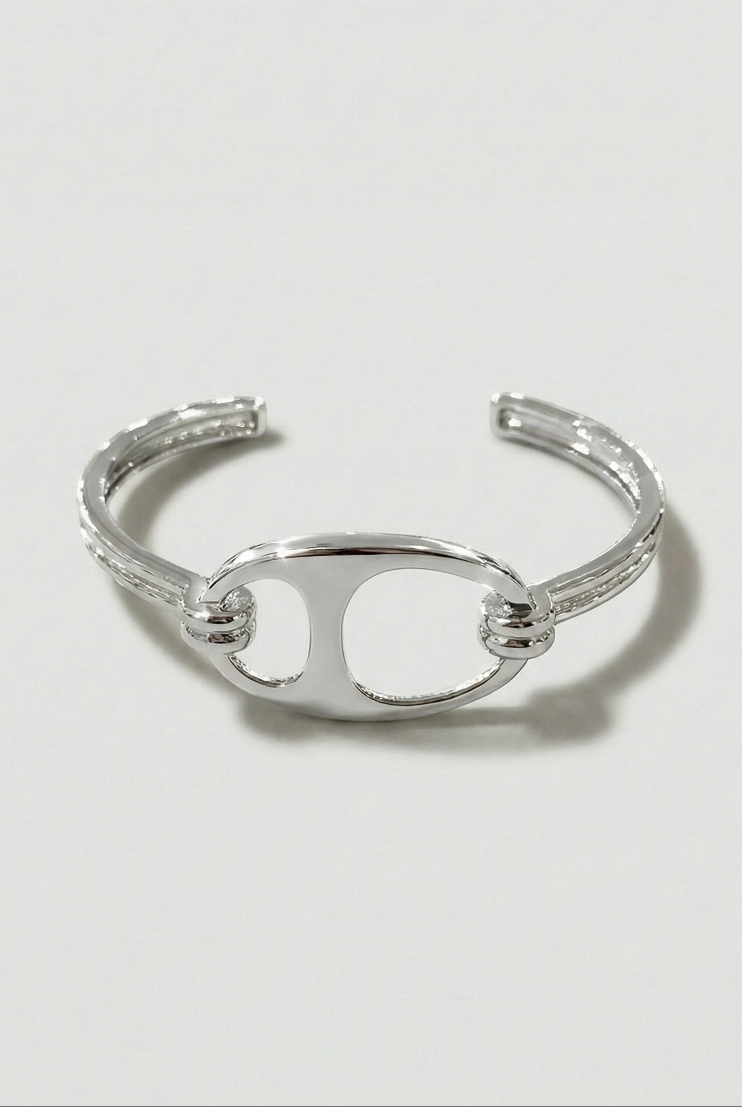 Sculpted Silver Open Cuff Bracelet