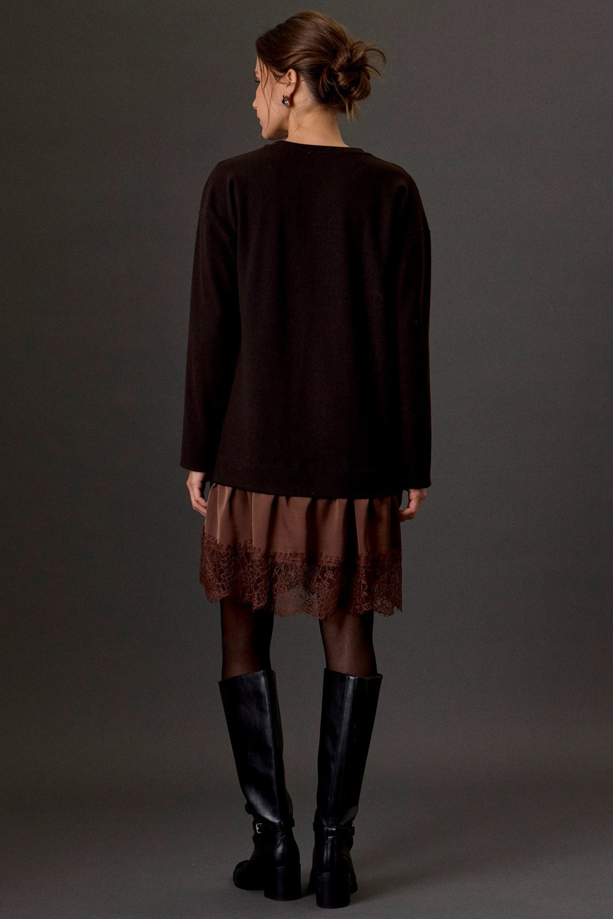 Lace-trim Sweater Dress