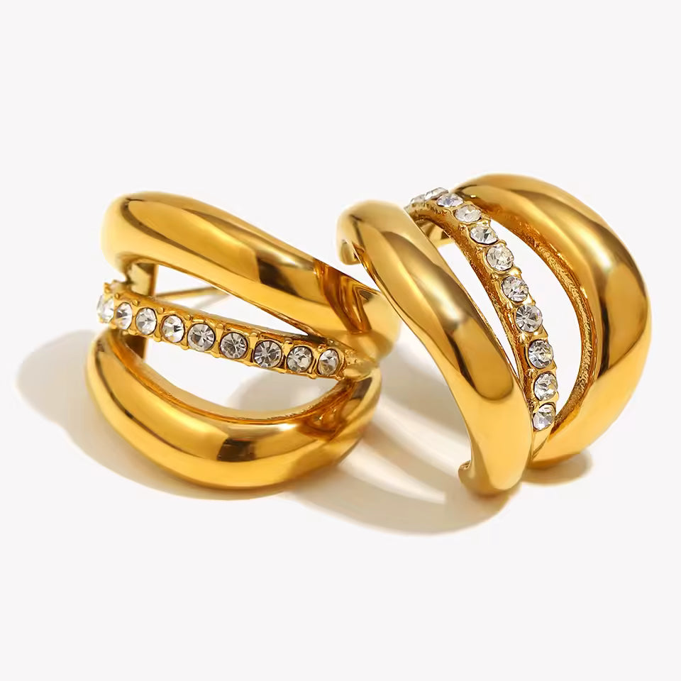Crystal-Accented Double Hoop Earrings