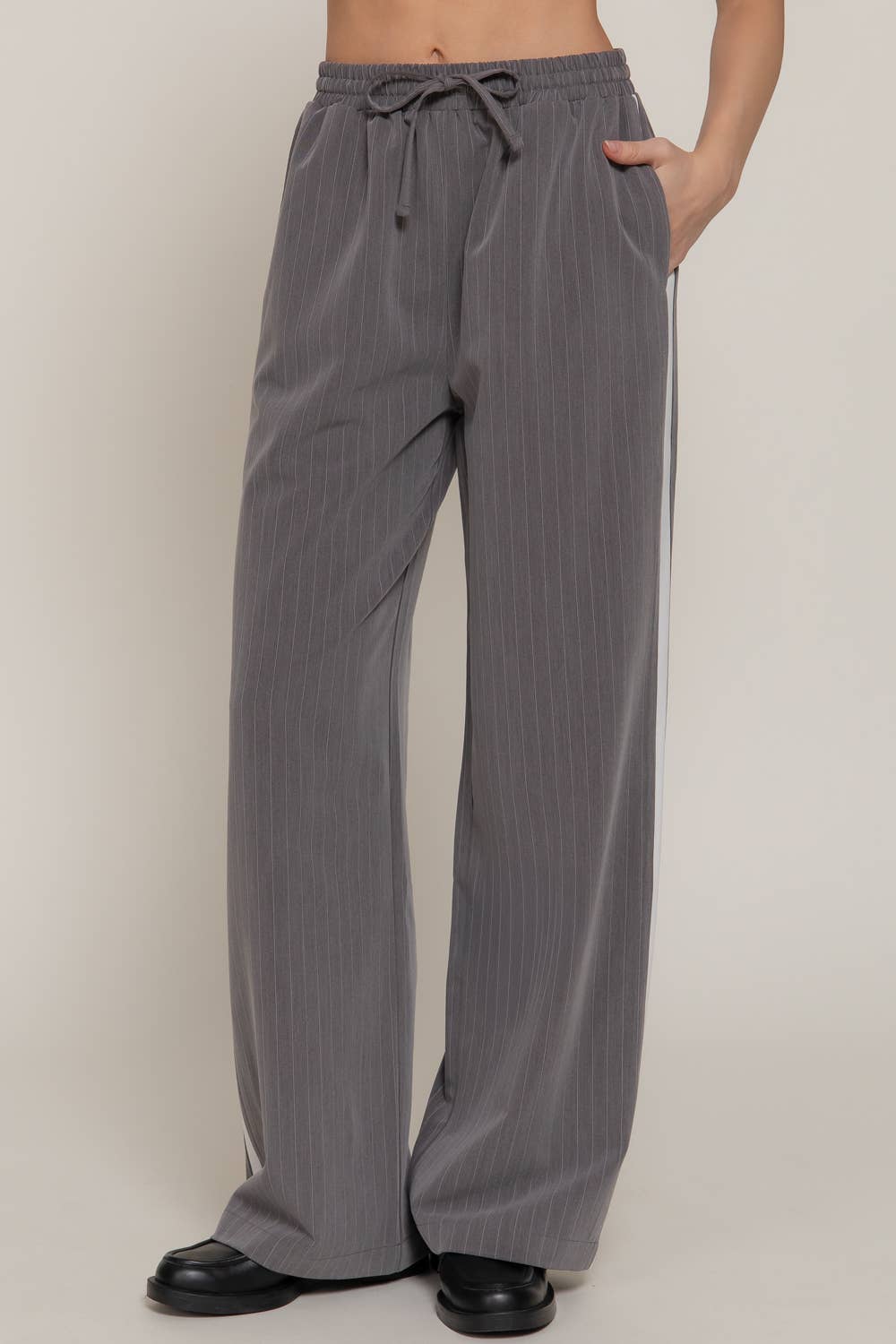 Side Stripe Detail Pinstripe Pants