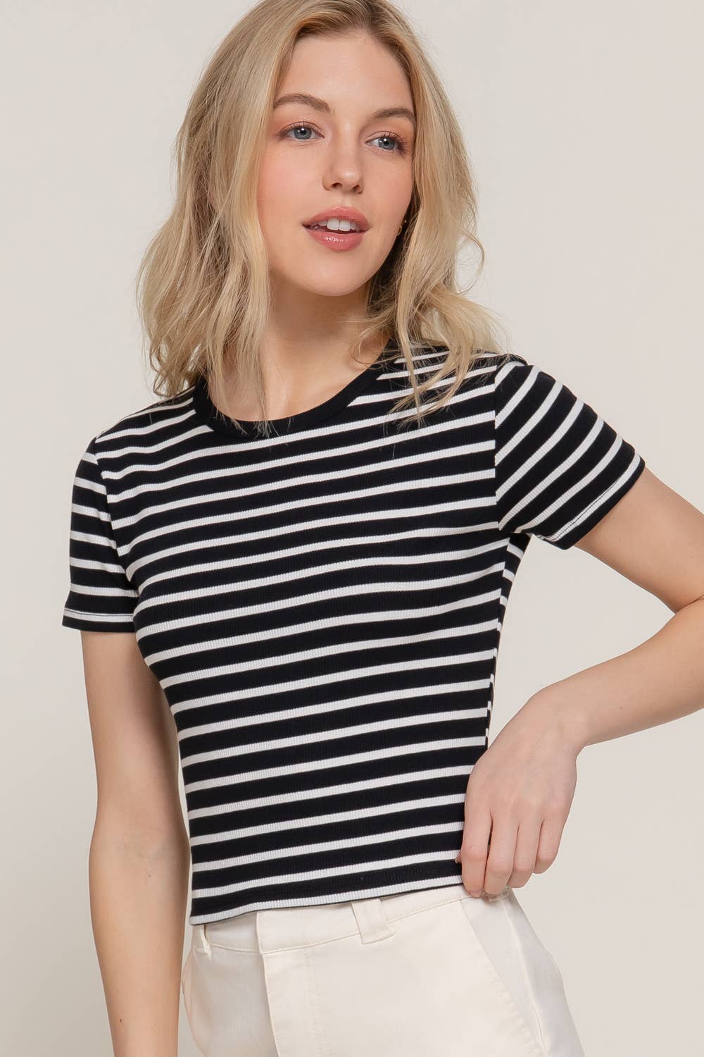 Stripe Cotton Rib Tee