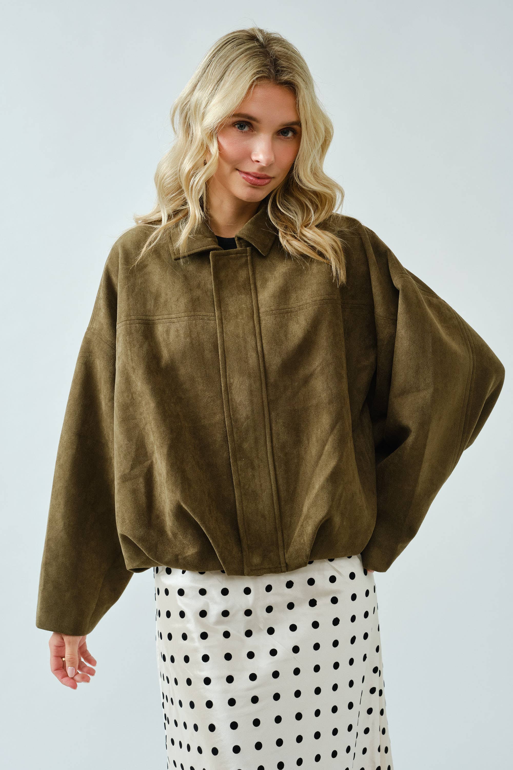 Suede Olive Bomber Jacket