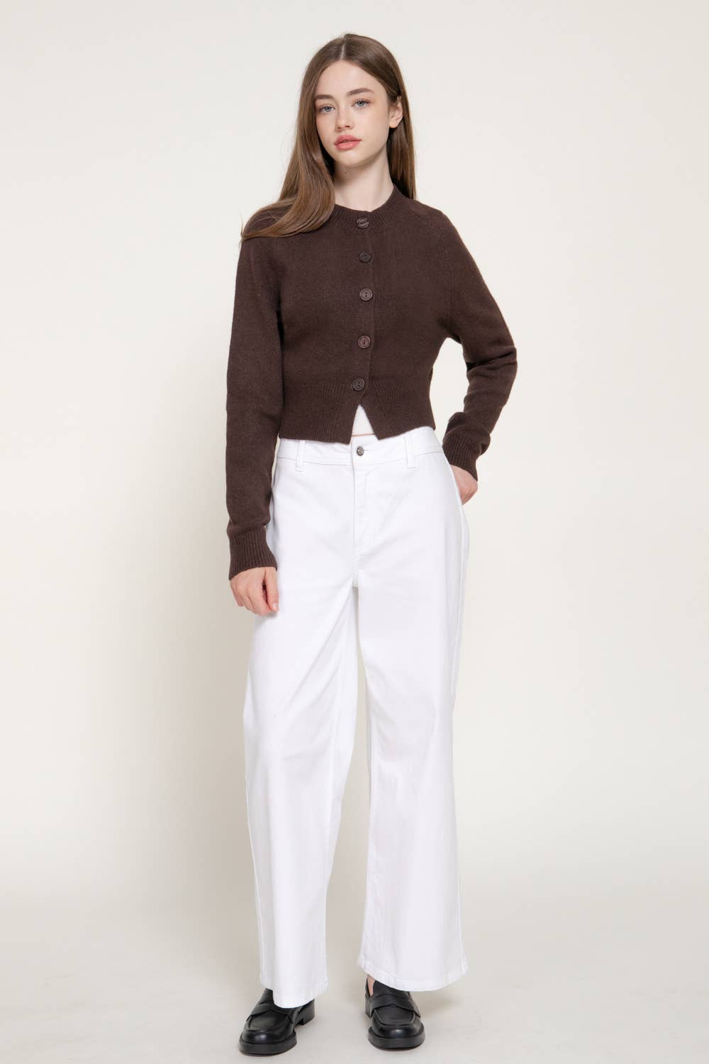 Round Neck Button Down Sweater