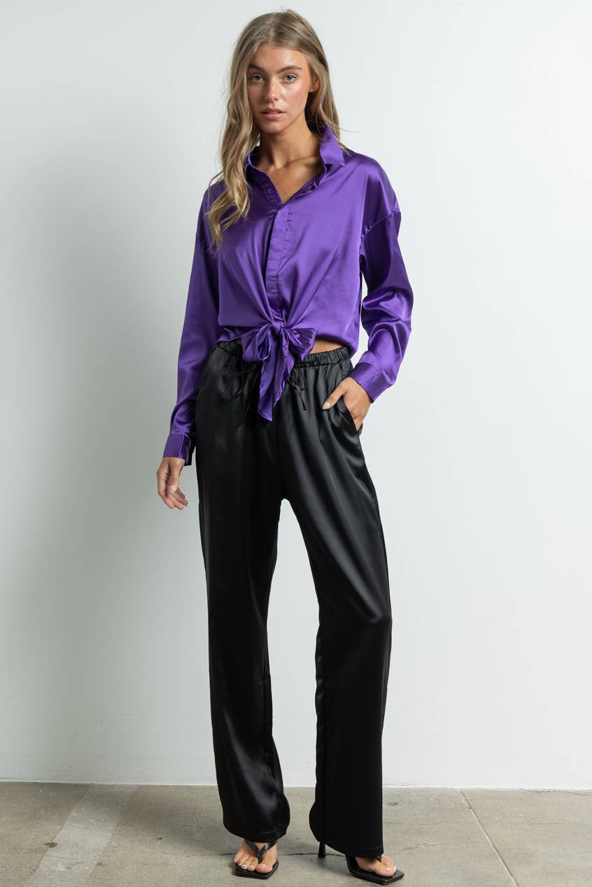 High Rise Satin Pants