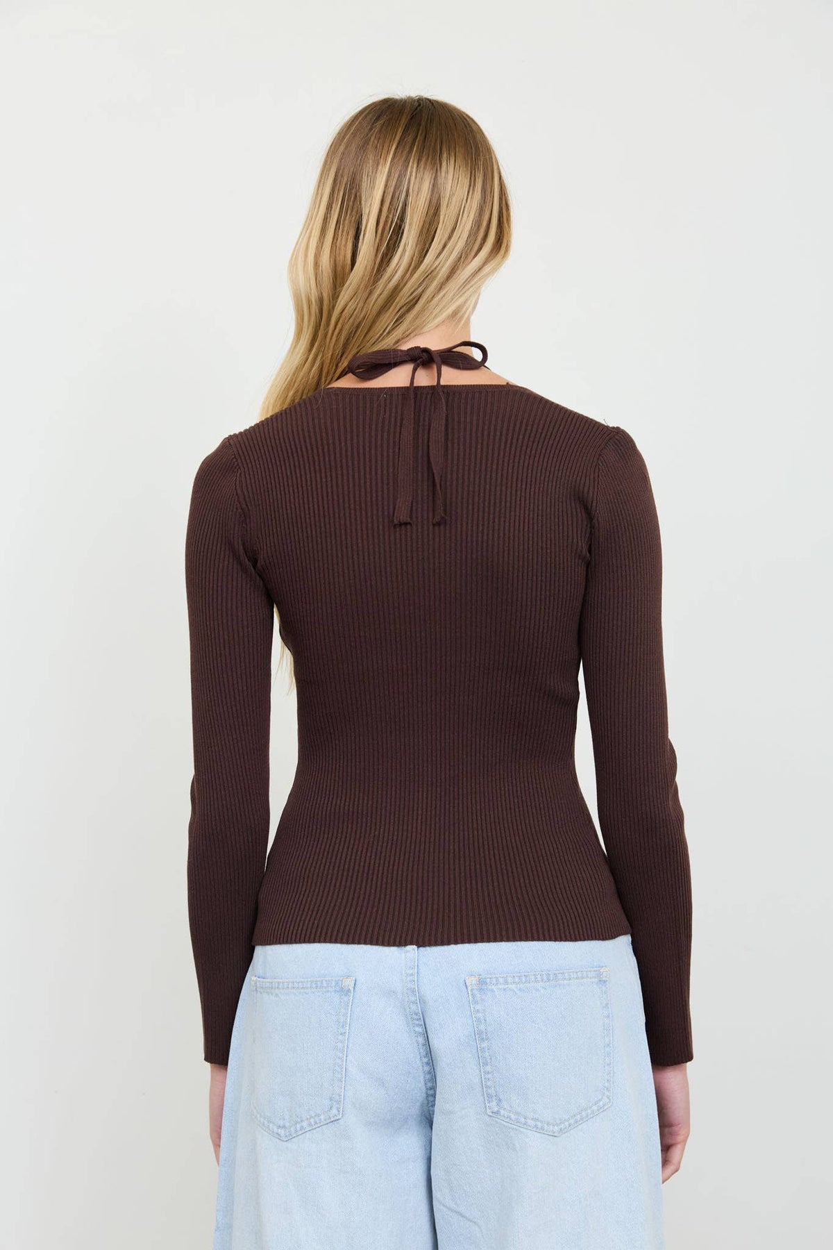 Layered Halter Ribbed Pullover