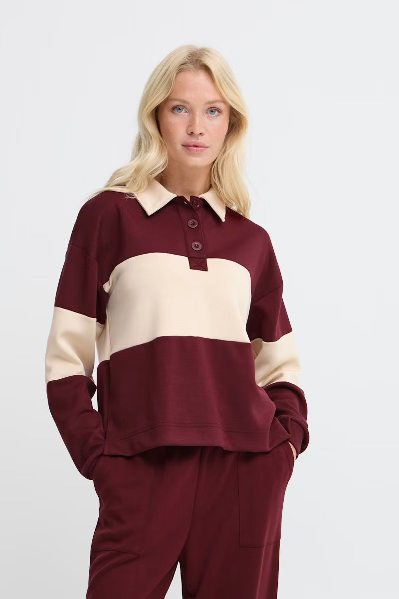 b. young Byputsi Contrast Polo Pullover