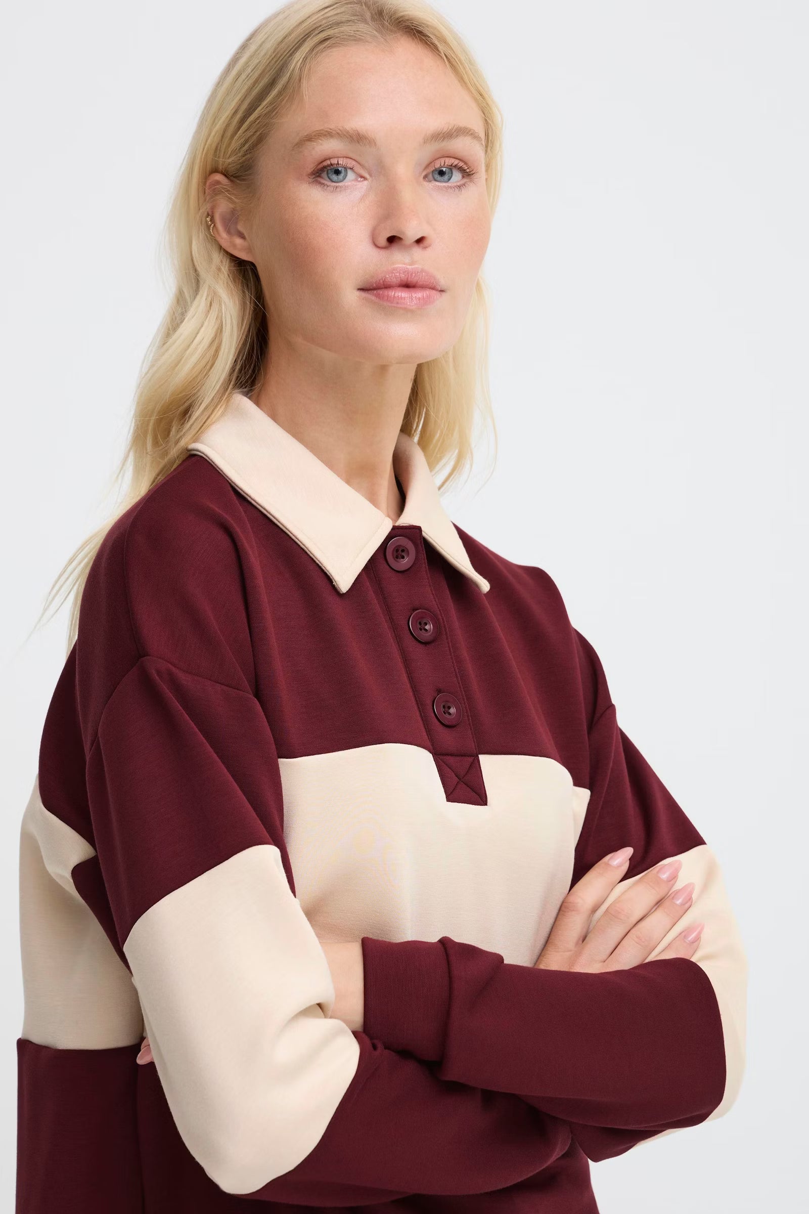 b. young Byputsi Contrast Polo Pullover