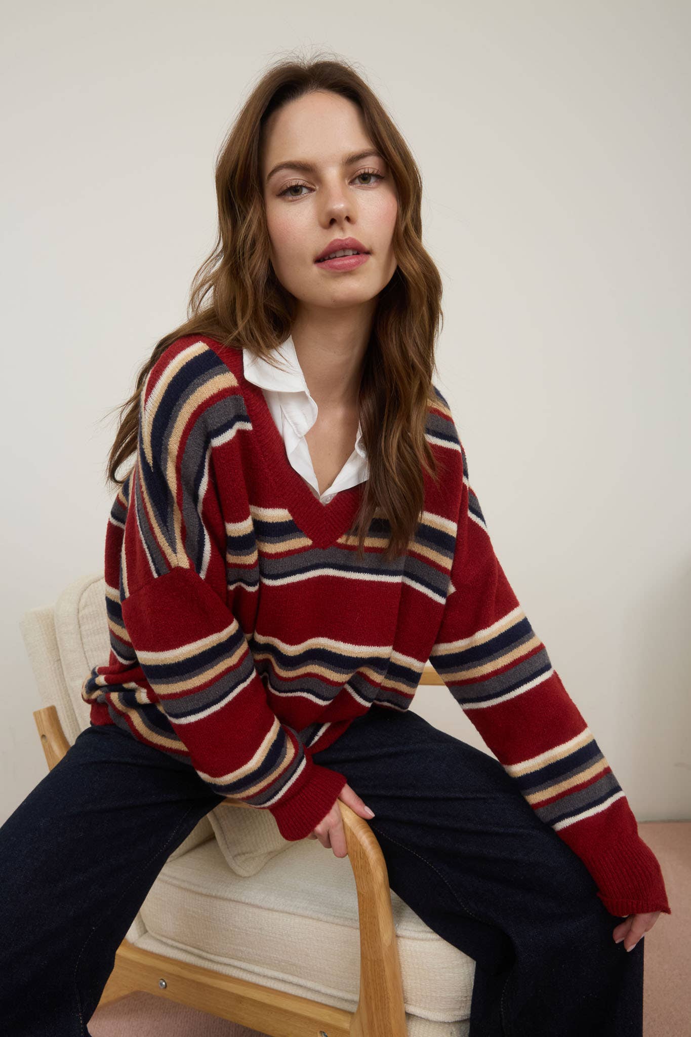 Stripe V-Neck Sweater