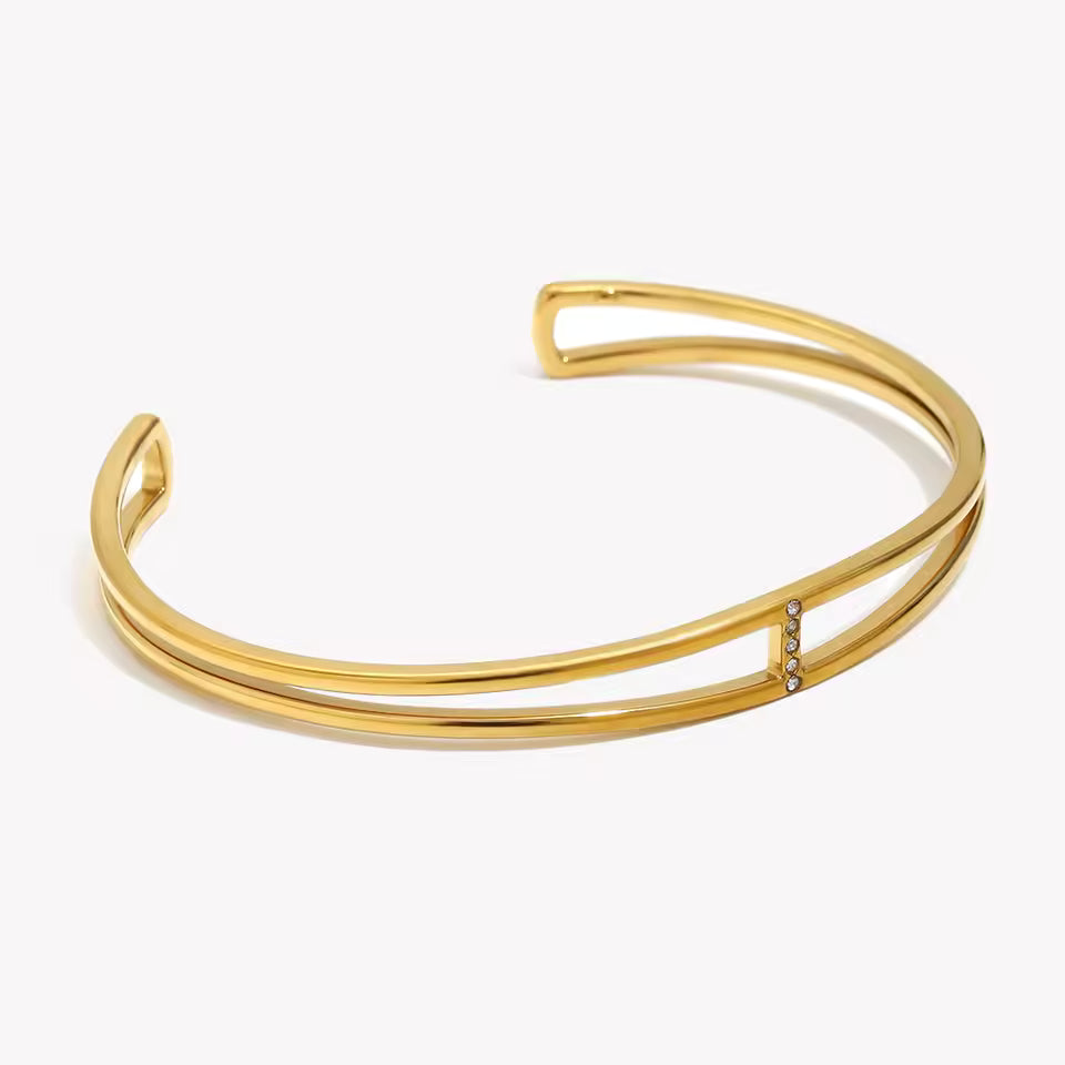 Double Band Crystal Cuff
