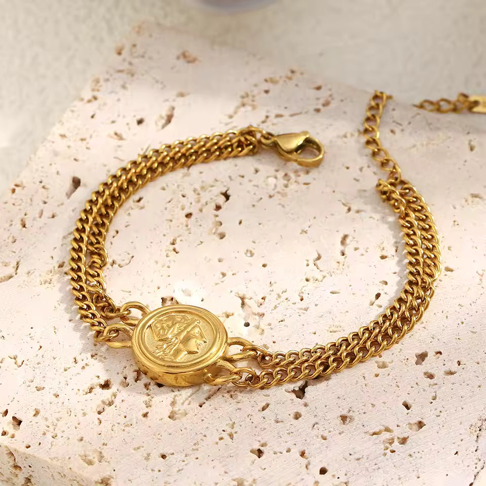 Gold Coin Chain Bracelet