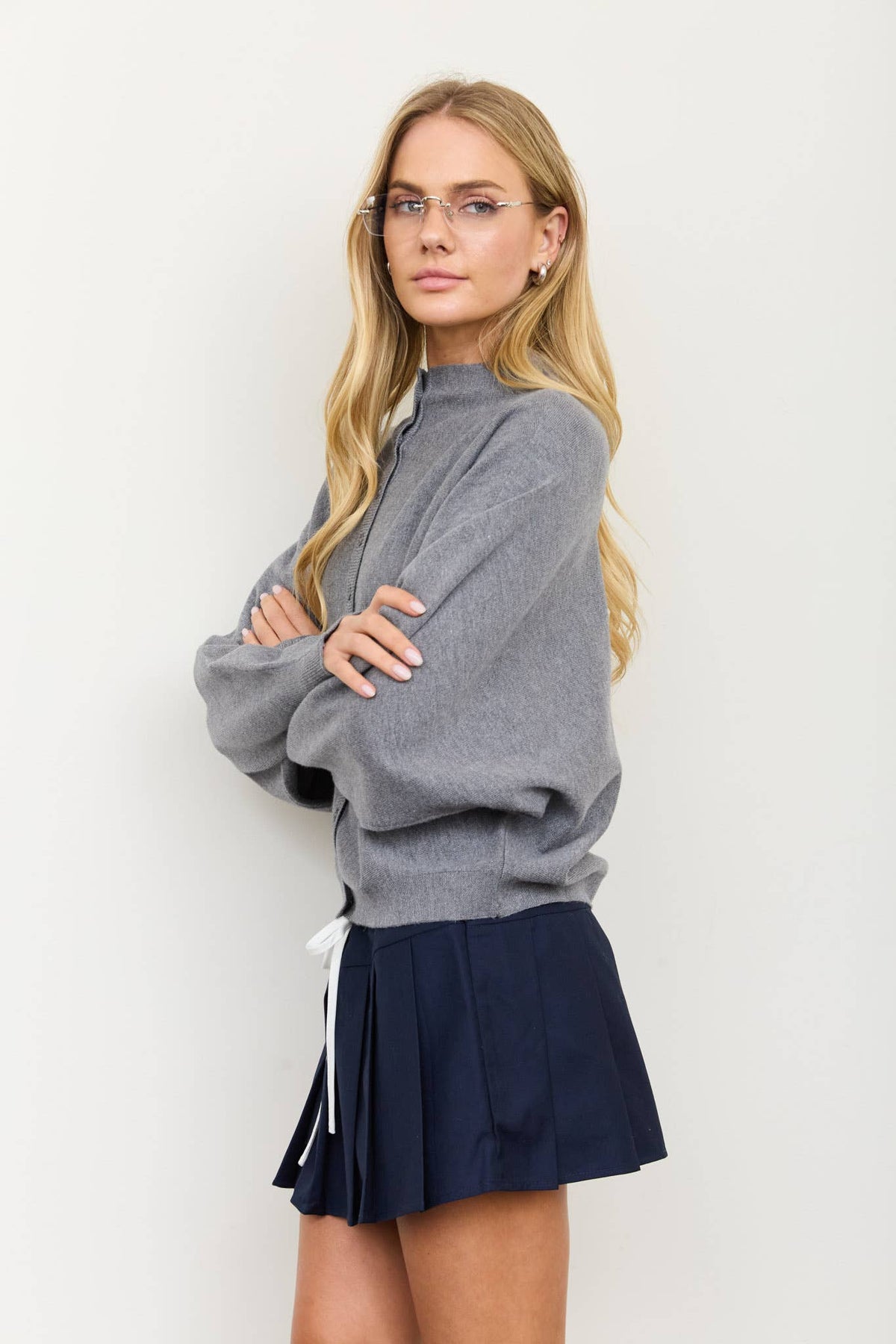 Boat Neck Button Cardigan