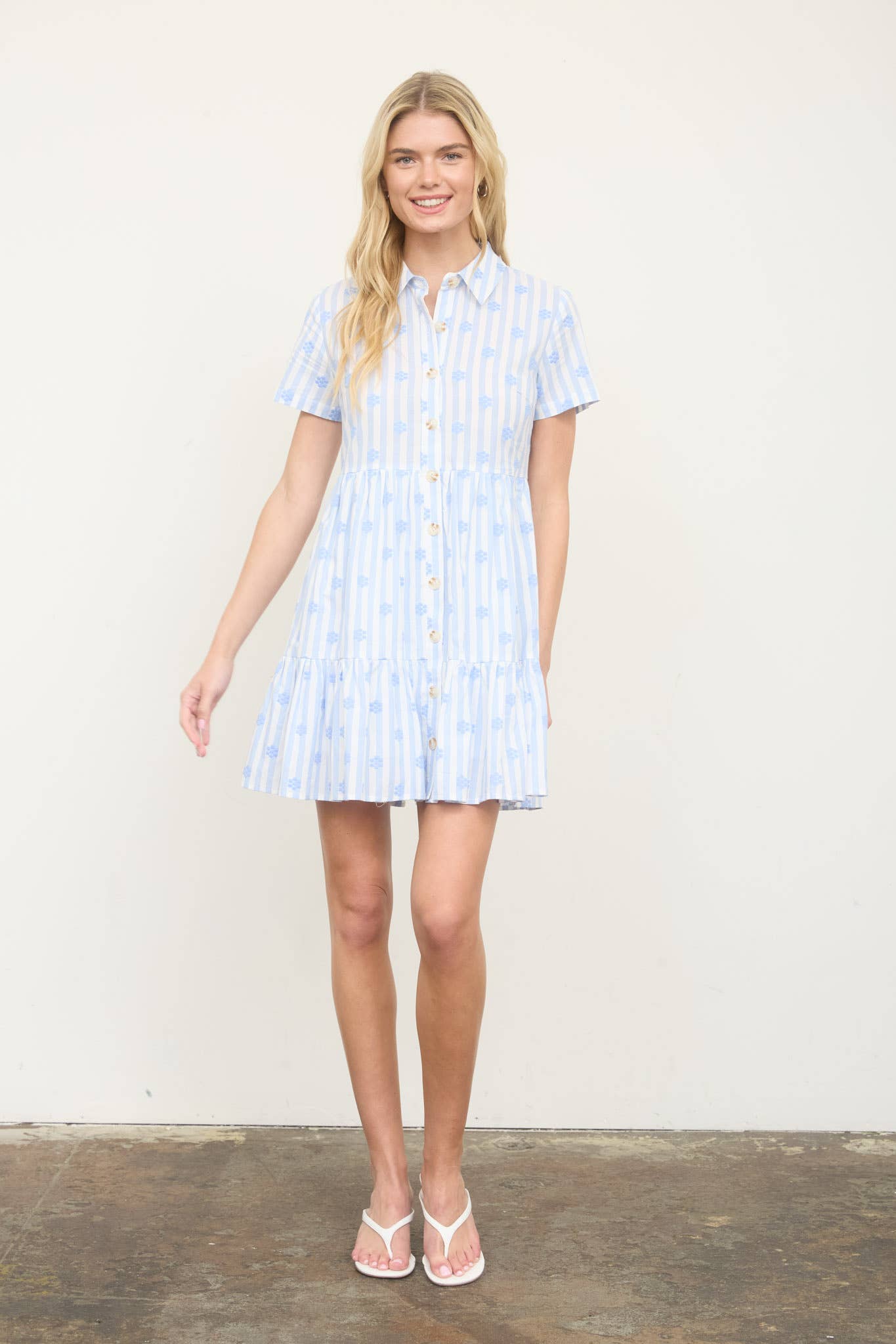 Floral Collared Short Sleeve Dress