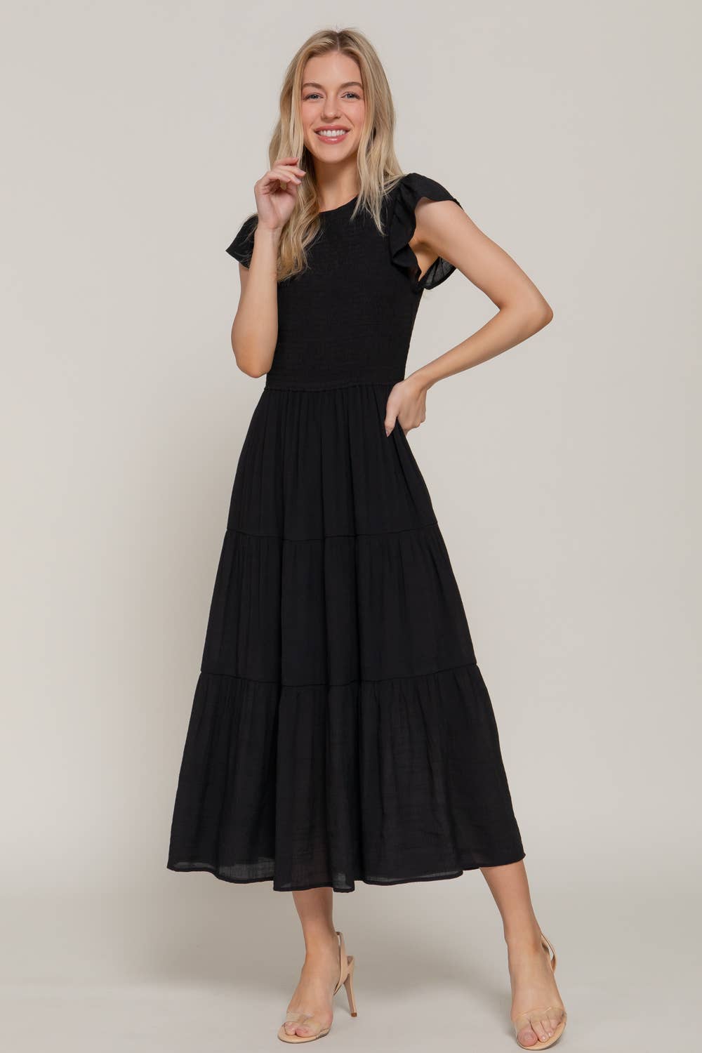 Ruffle Sleeve Smocked Dress
