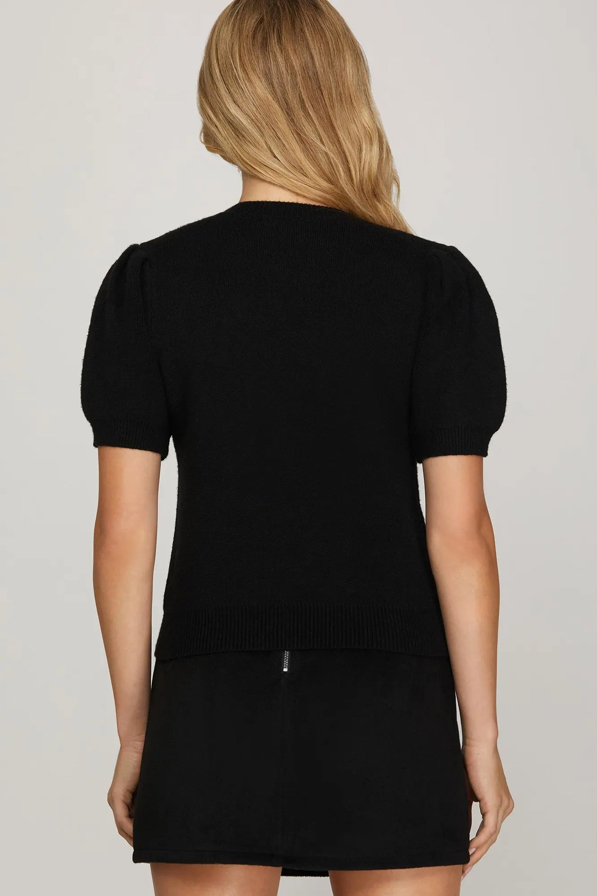 Puff Sleeve Bow Sweater Top