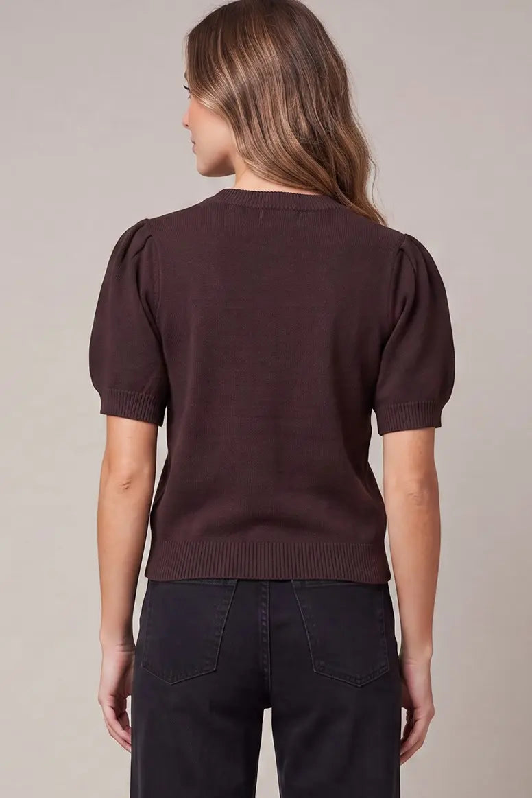 Puff Sleeve Bow Sweater Top