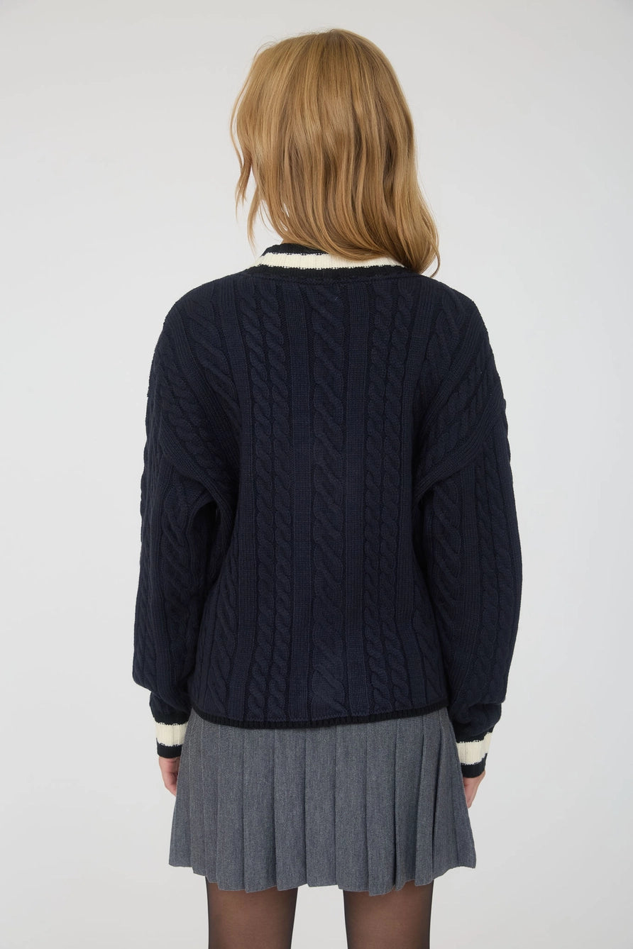 Contrast Stripe Boyfriend Cardigan