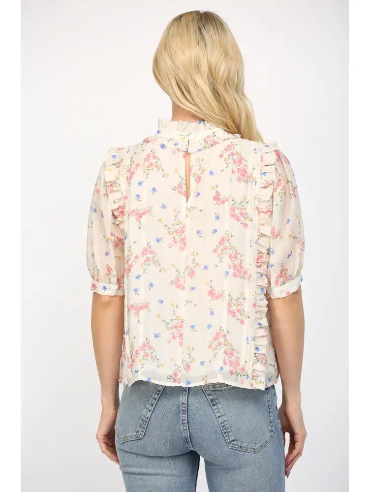 Ruffle Short Sleeve Blouse