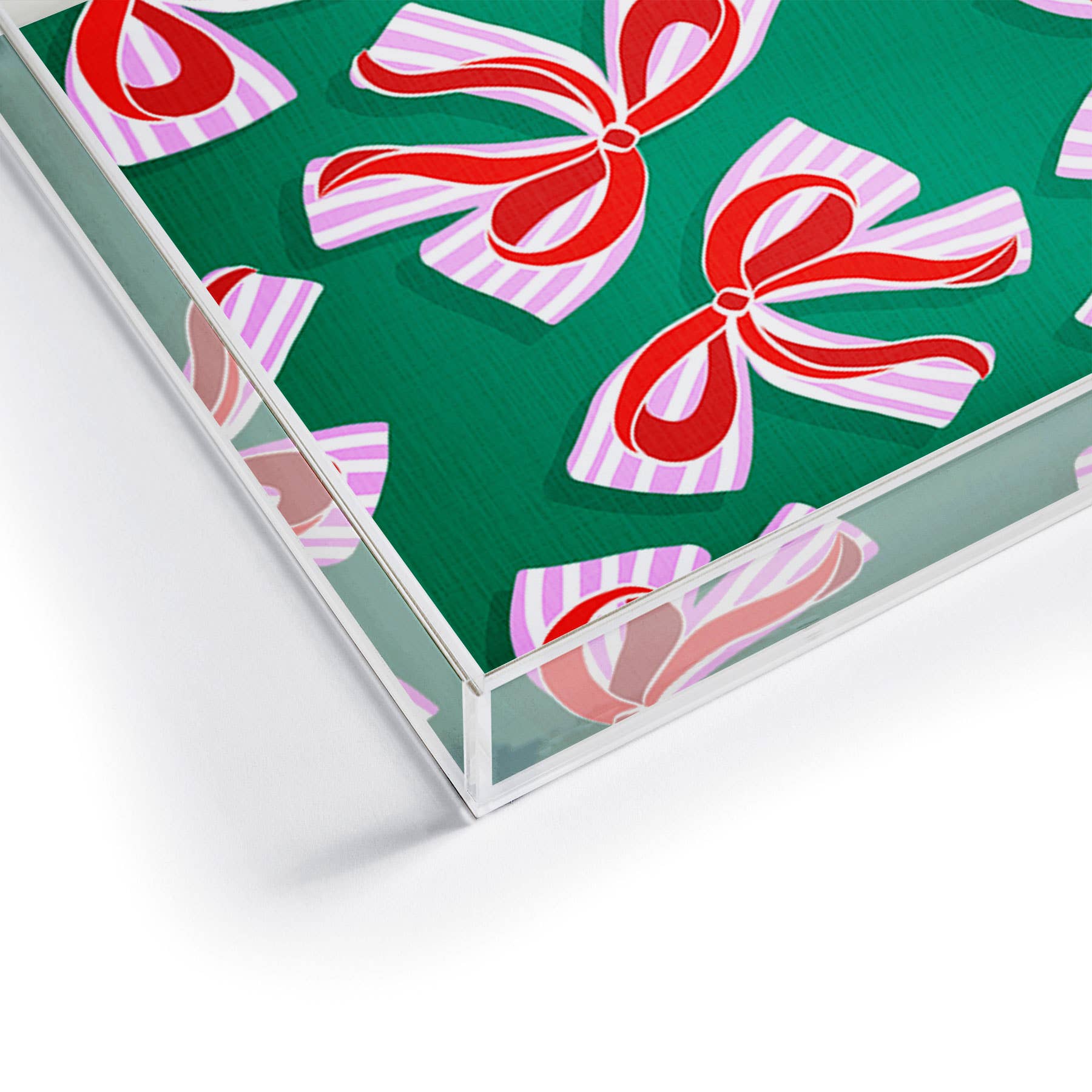 Kitsch Christmas Ribbons Acrylic Tray