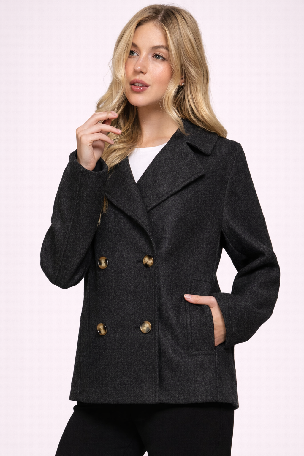 Short Double Breasted Peacoat