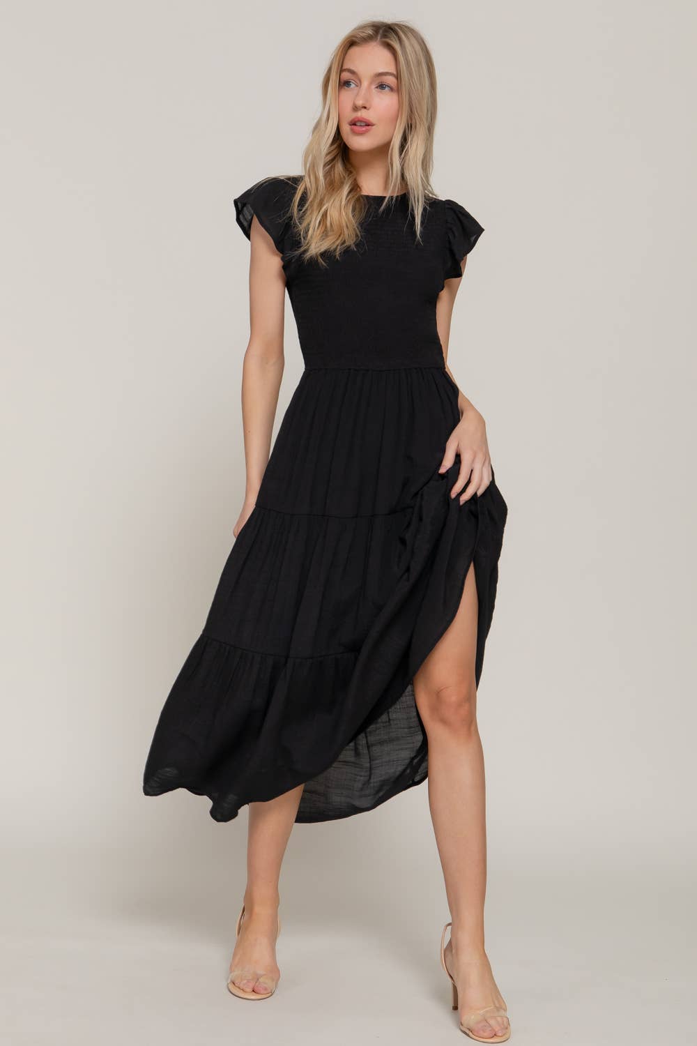 Ruffle Sleeve Smocked Dress