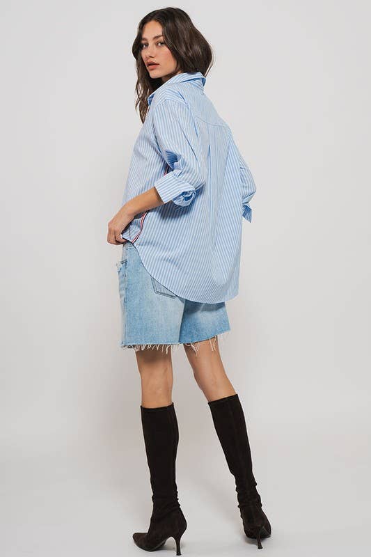 Side Stripe Detail Button Down