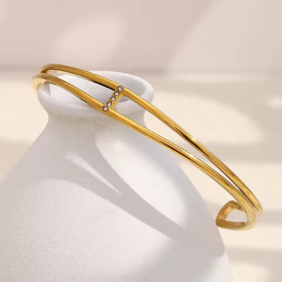 Double Band Crystal Cuff