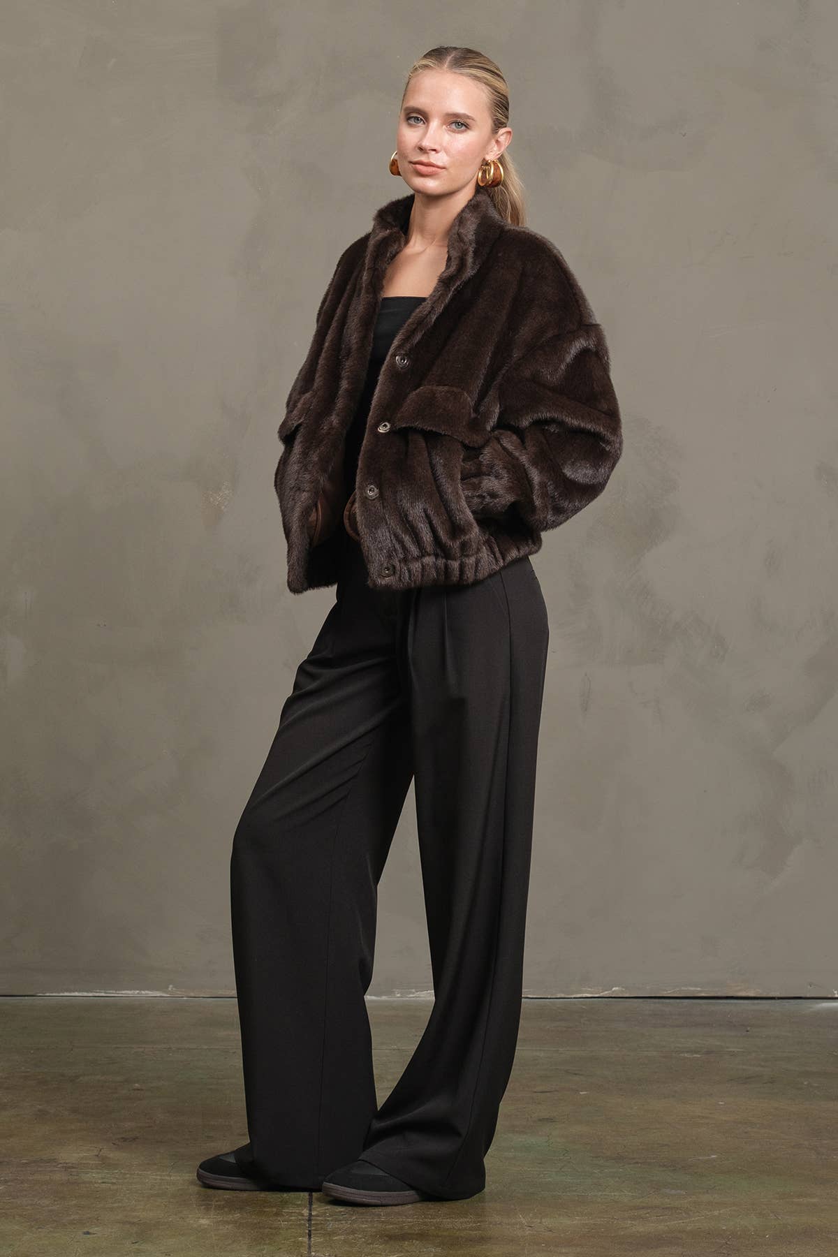 Faux Fur Button Jacket