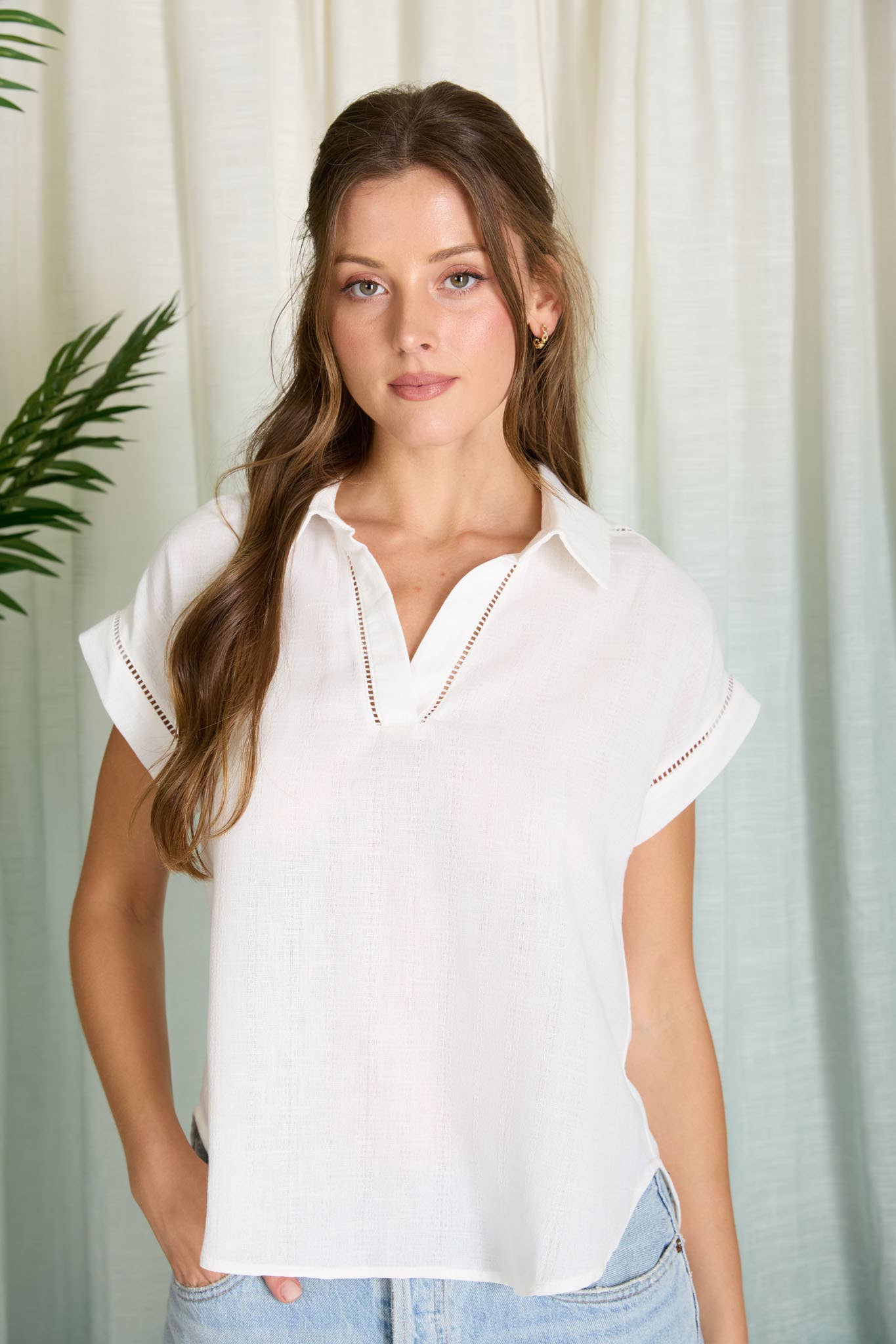 Collared Ladder Trim Top