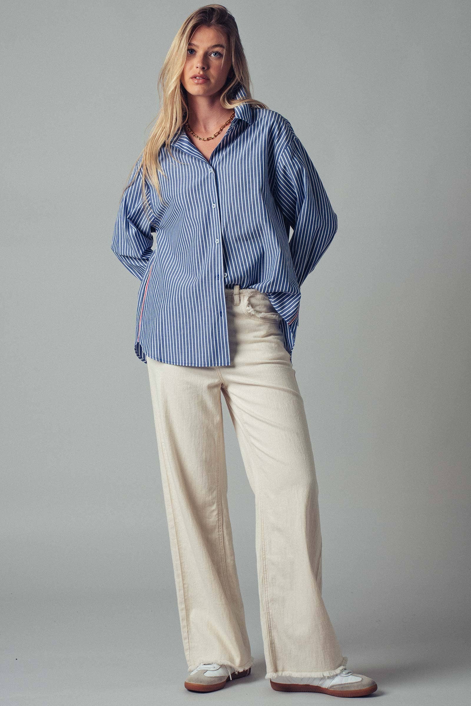 Side Stripe Detail Button Down