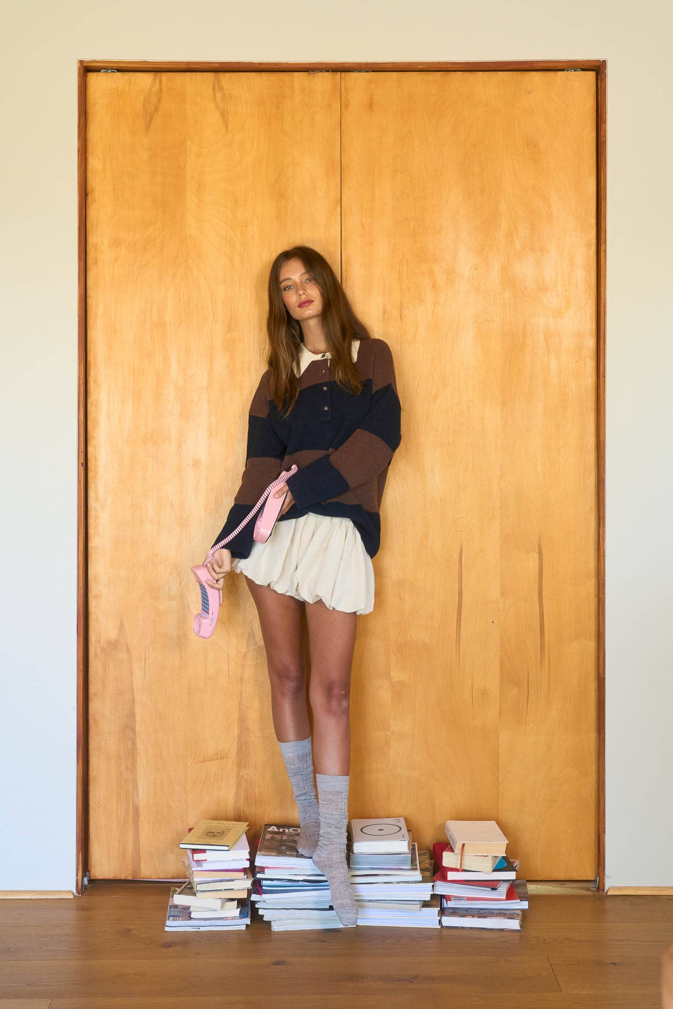 Wide Stripe Polo Sweater