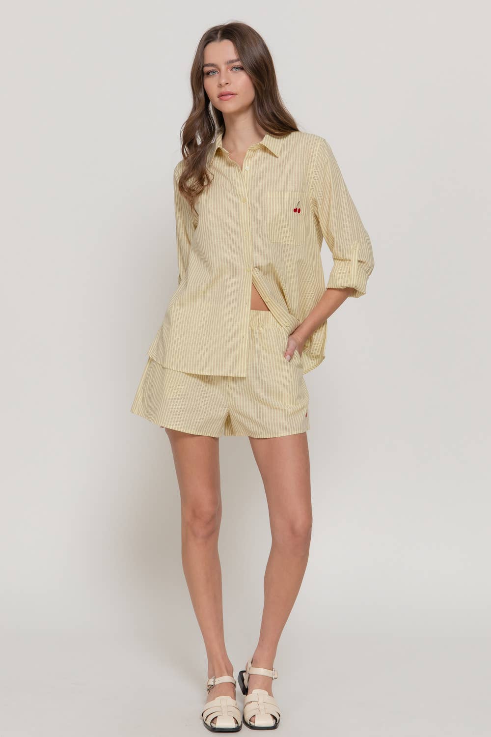 Cherry Detail Stripe Shorts