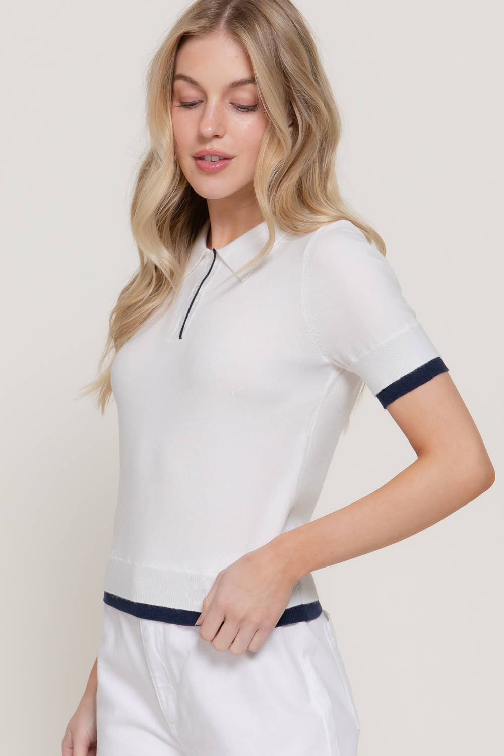 Short Sleeve Polo Sweater