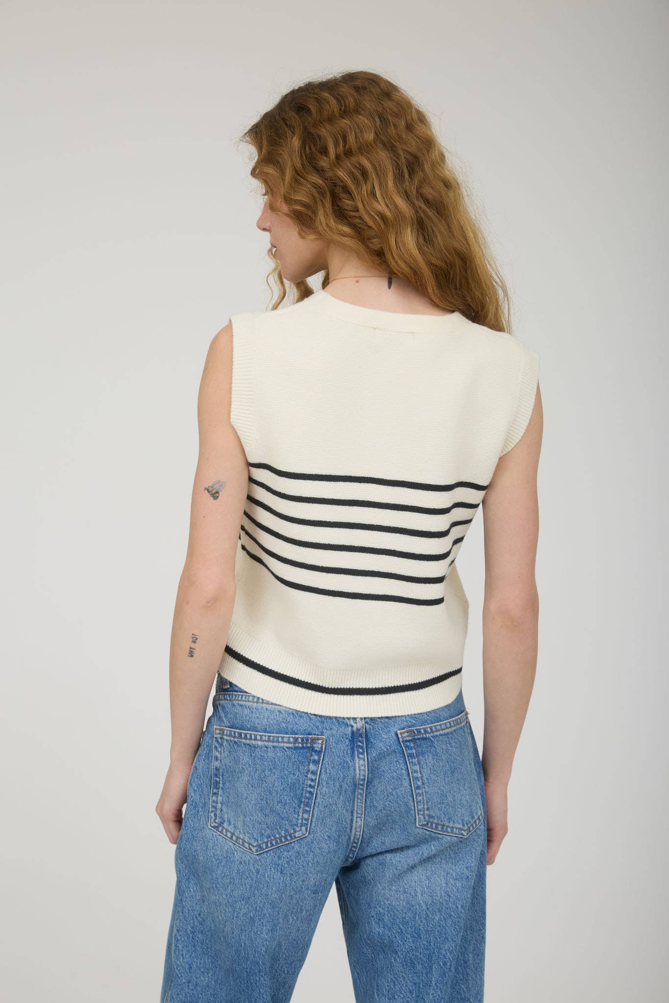 Contrast Stripe Button Knit Vest