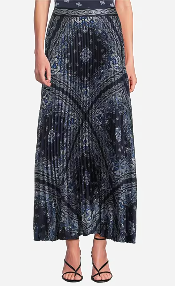 Bandana Print Pleated Skirt
