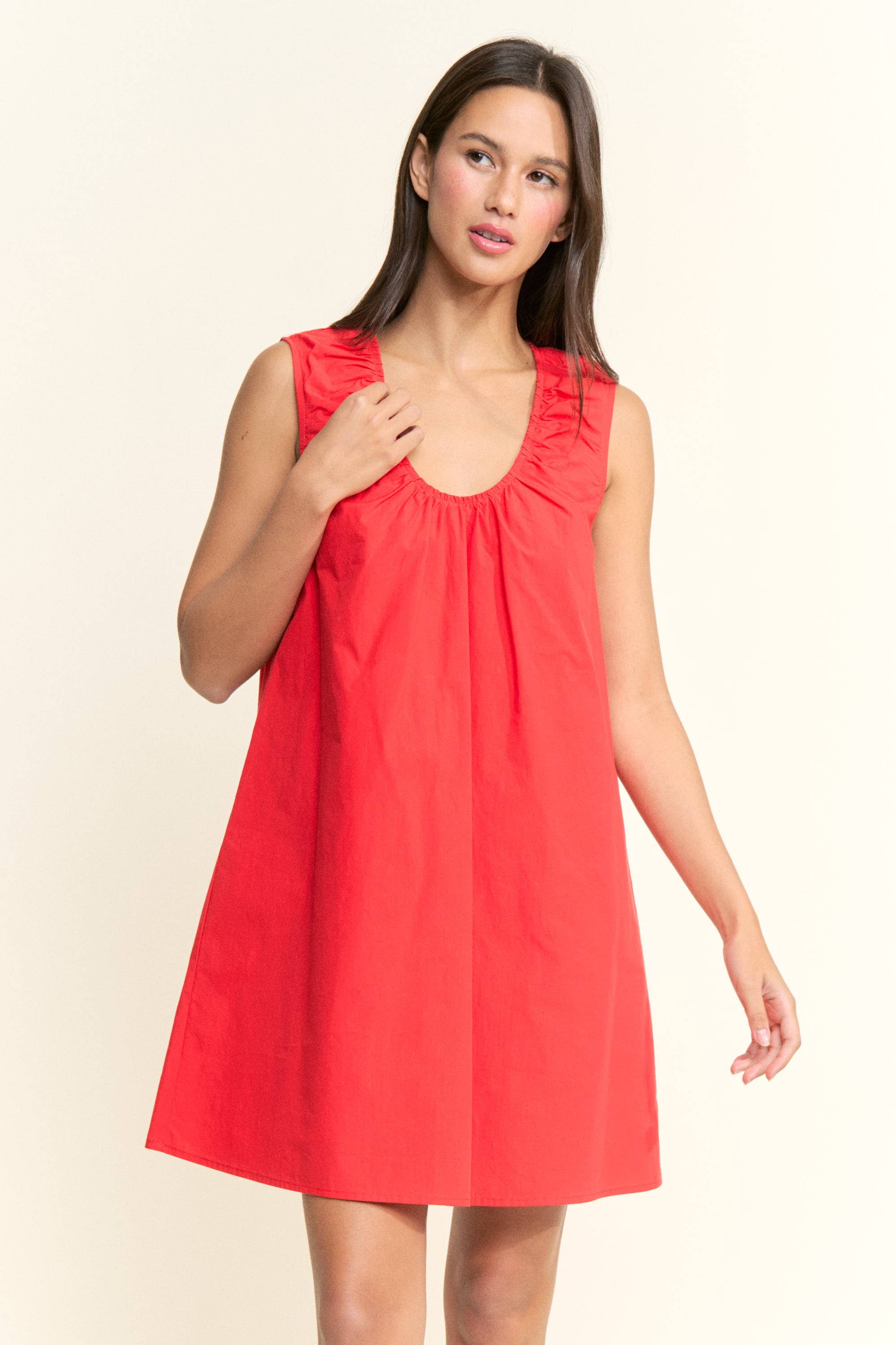 Scoop Neckline Sleeveless Mini Dress