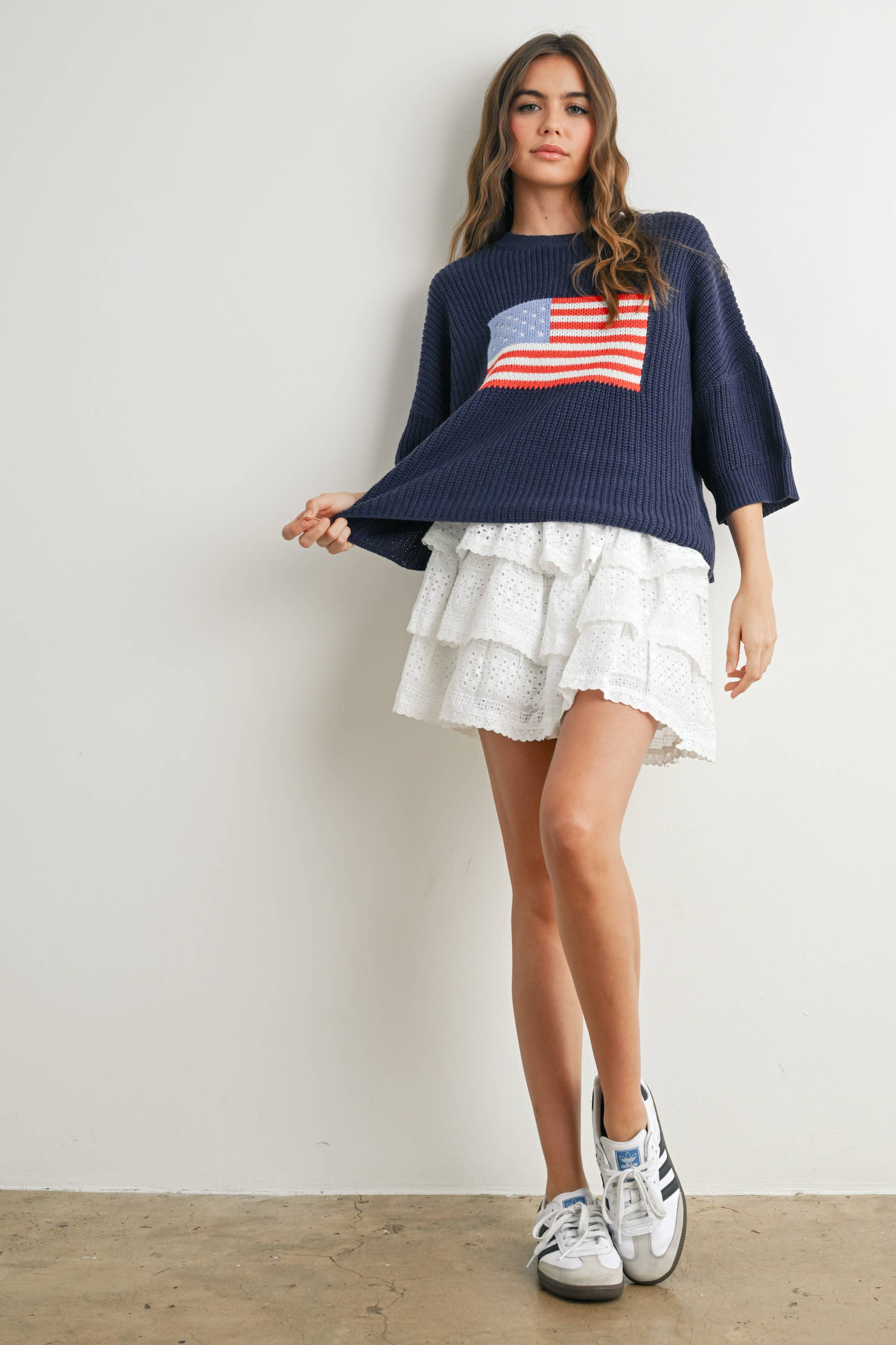 Flag Print Knit Sweater