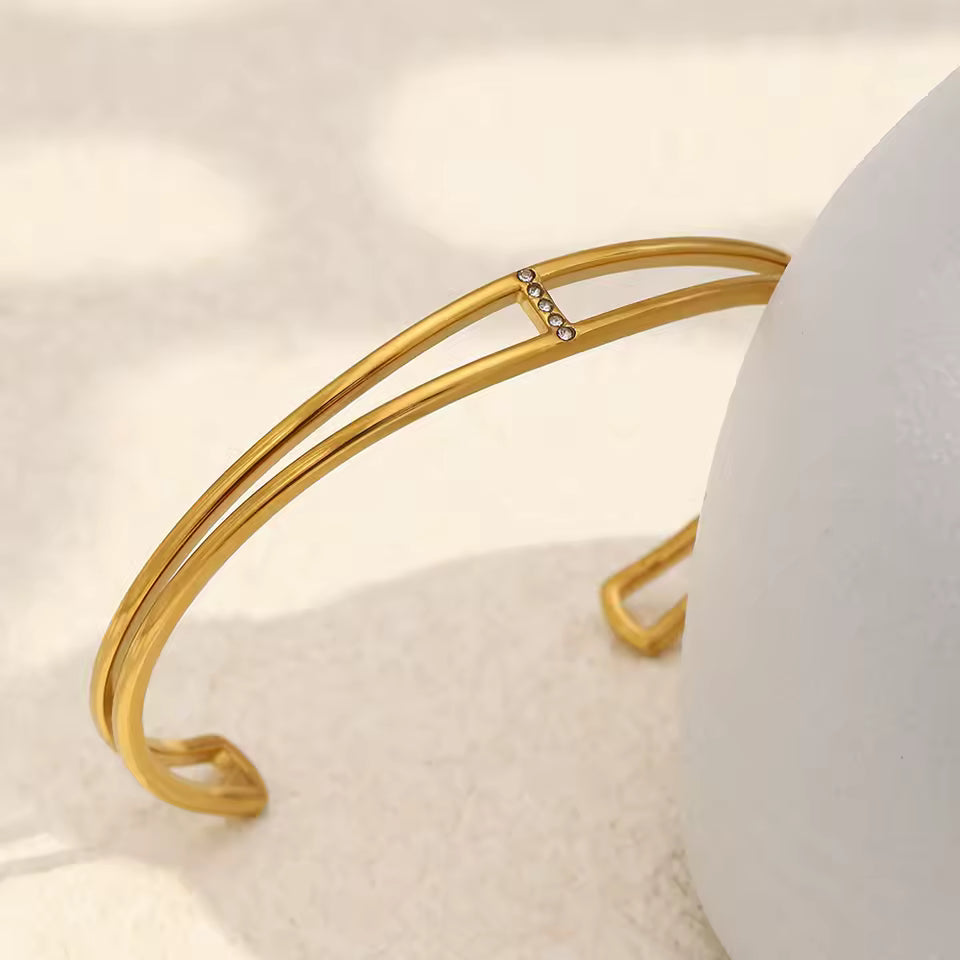 Double Band Crystal Cuff