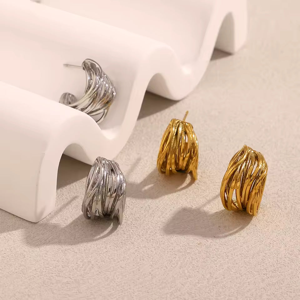 Textured Sculptural Hoop Earrings