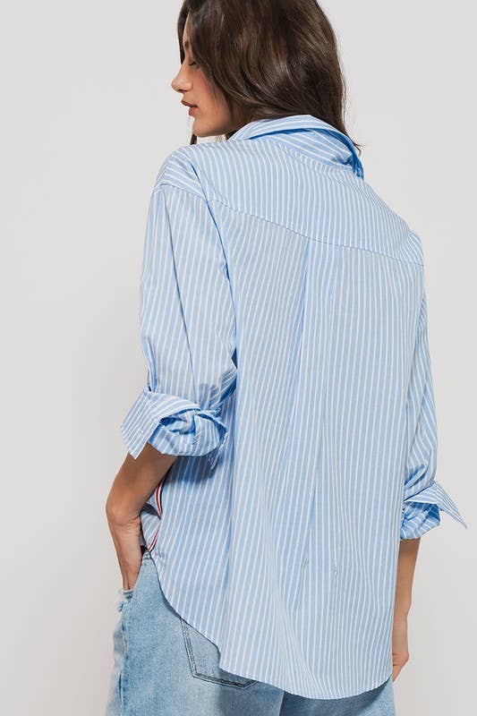 Side Stripe Detail Button Down