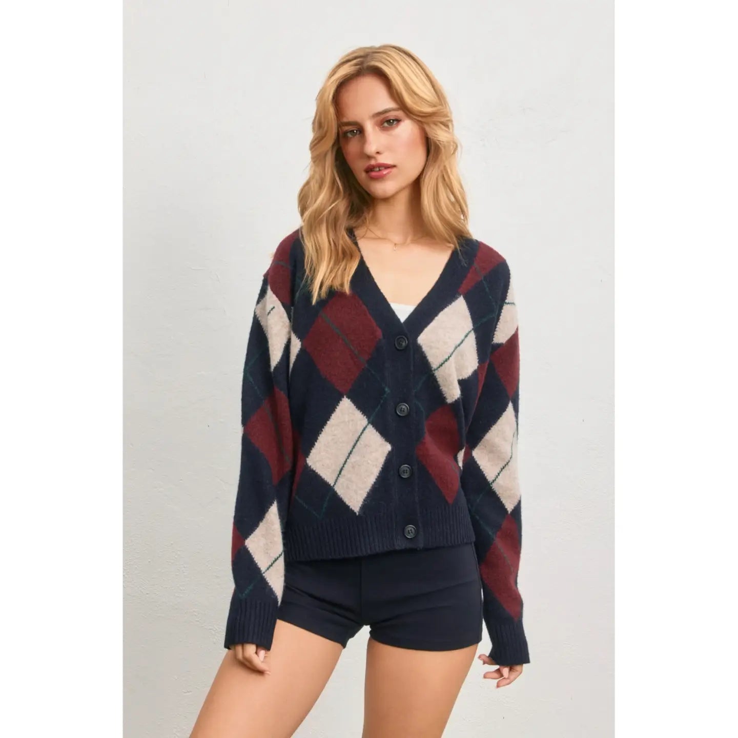 Argyle Button-Up Sweater