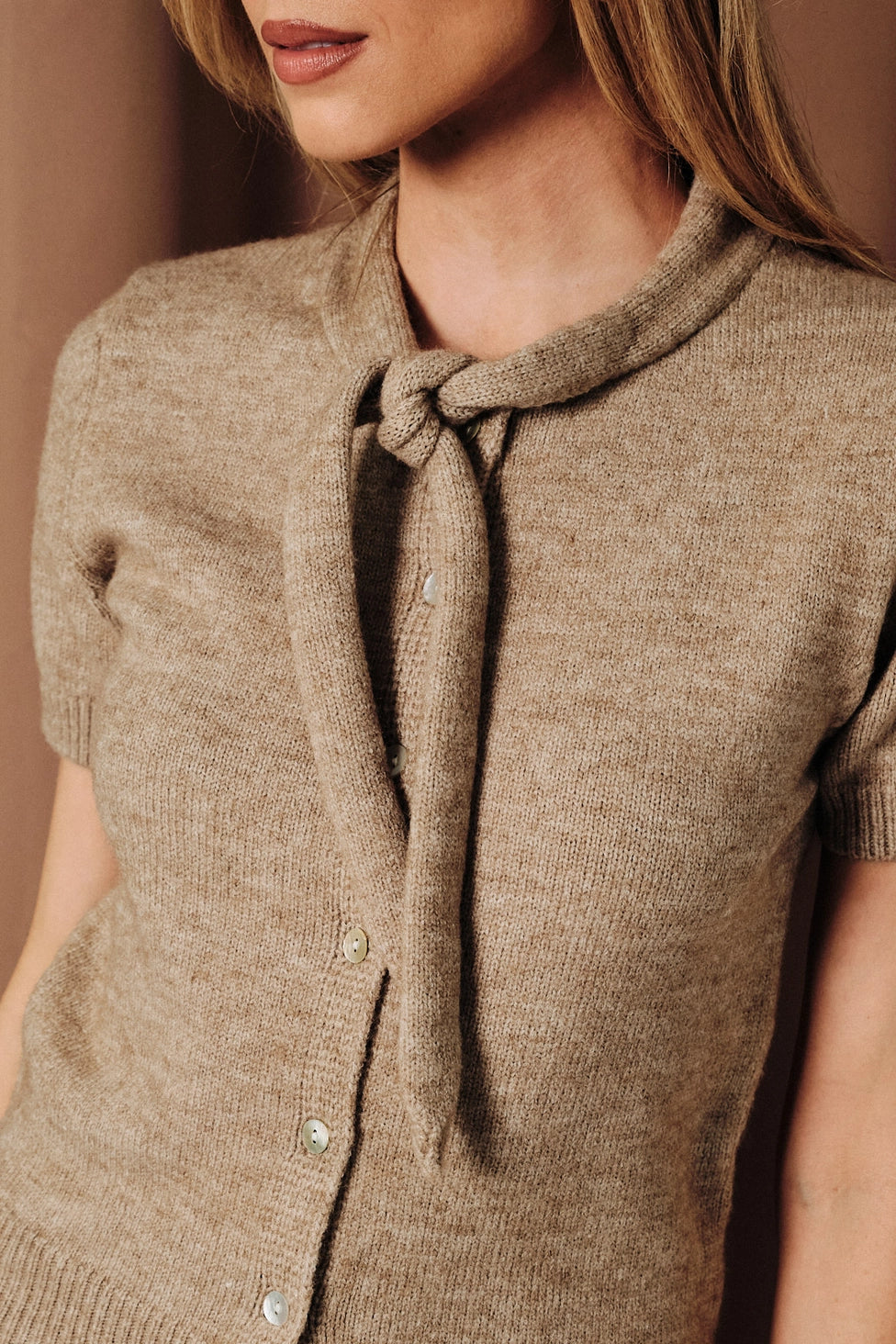 Short Sleeve Scarf Sweater
